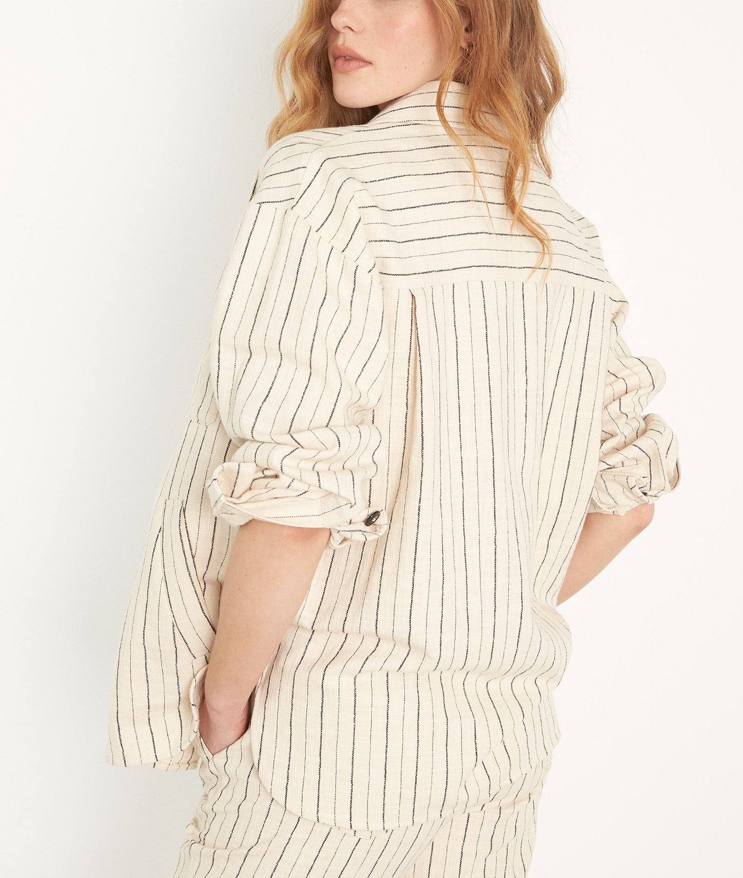 Surchemise rayée en coton écru Rita Faume - seconde main