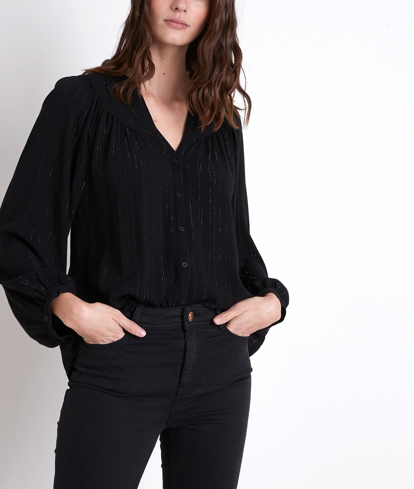 Blouse noire en lurex Timeo Faume - seconde main