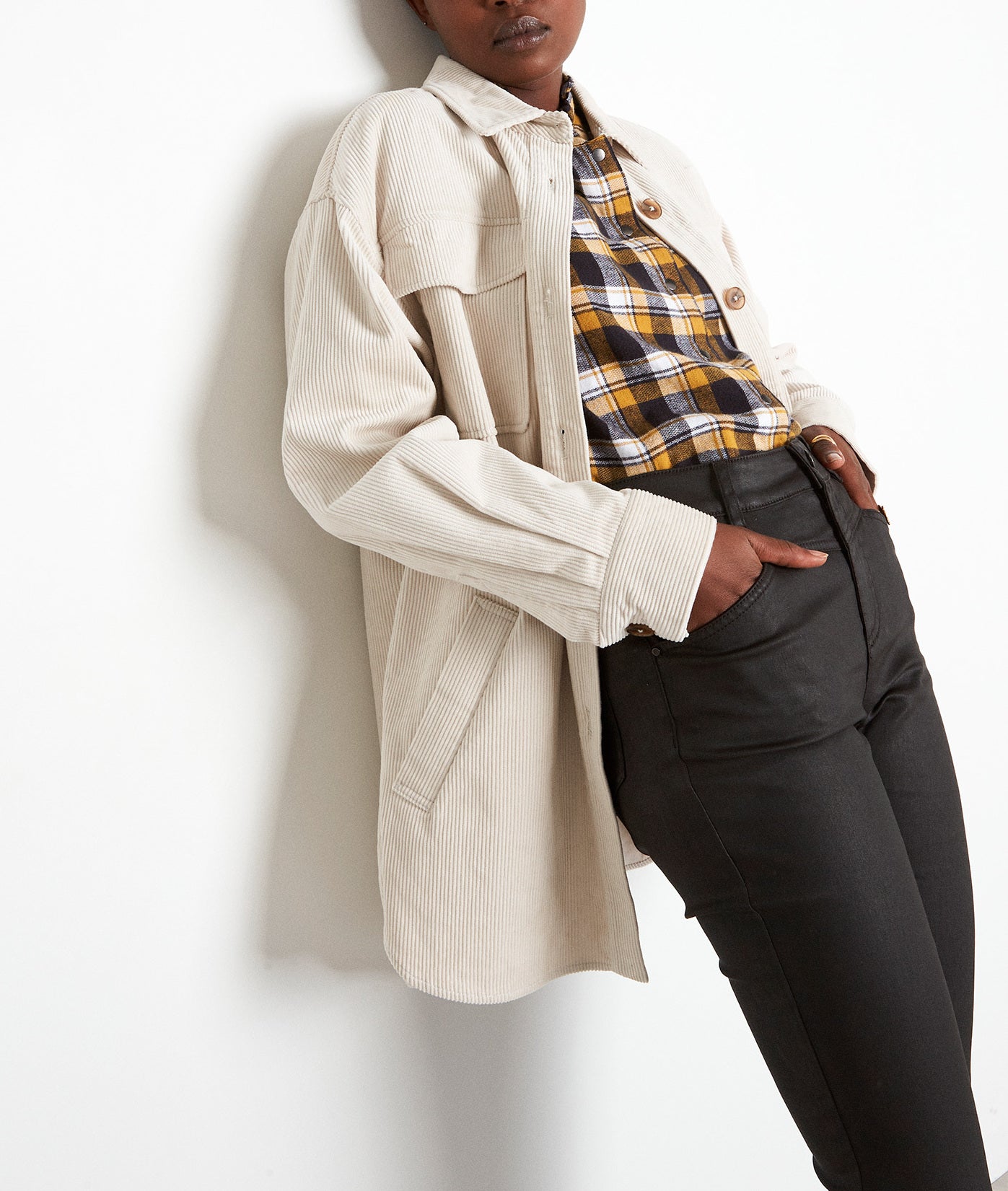 Surchemise longue en velours côtelé écru Rita Faume - seconde main