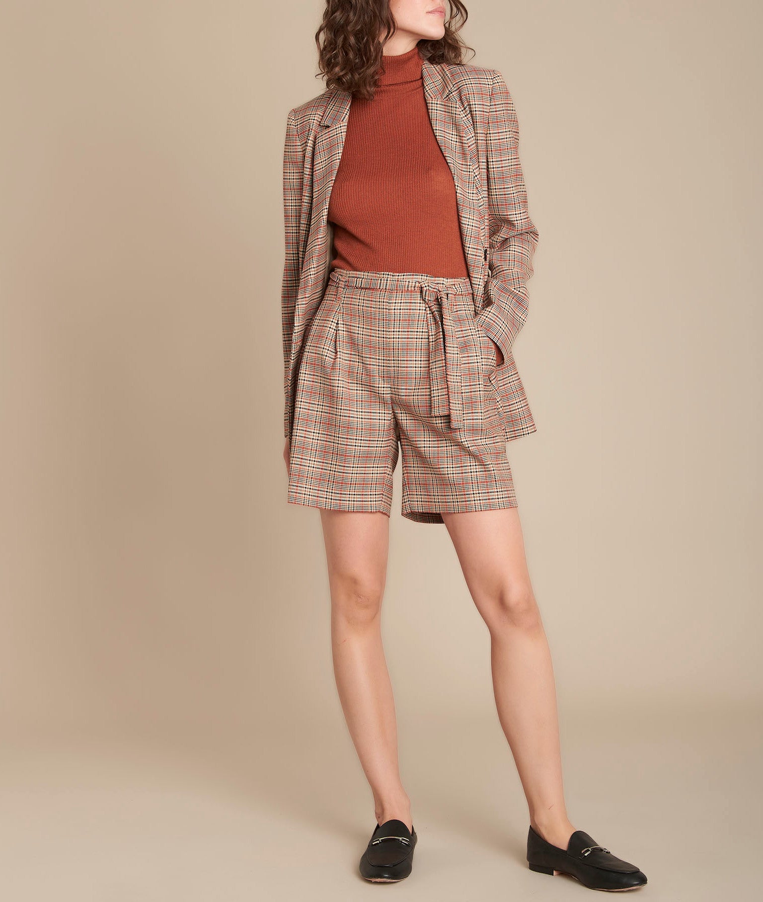 Pull acajou côtelé col roulé Florale Faume - seconde main