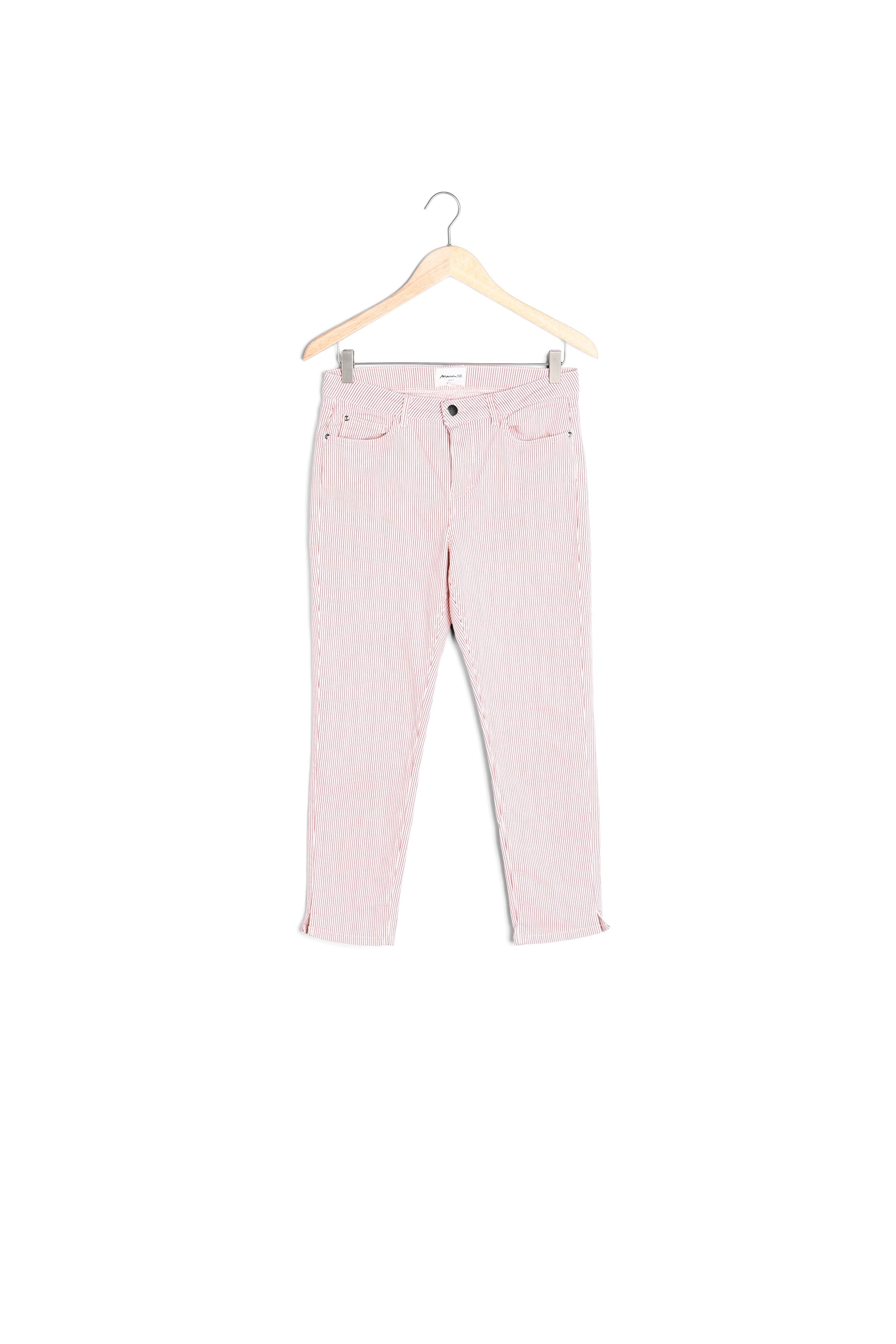 Pantalon slim en coton à rayures rouges Adele Faume - seconde main