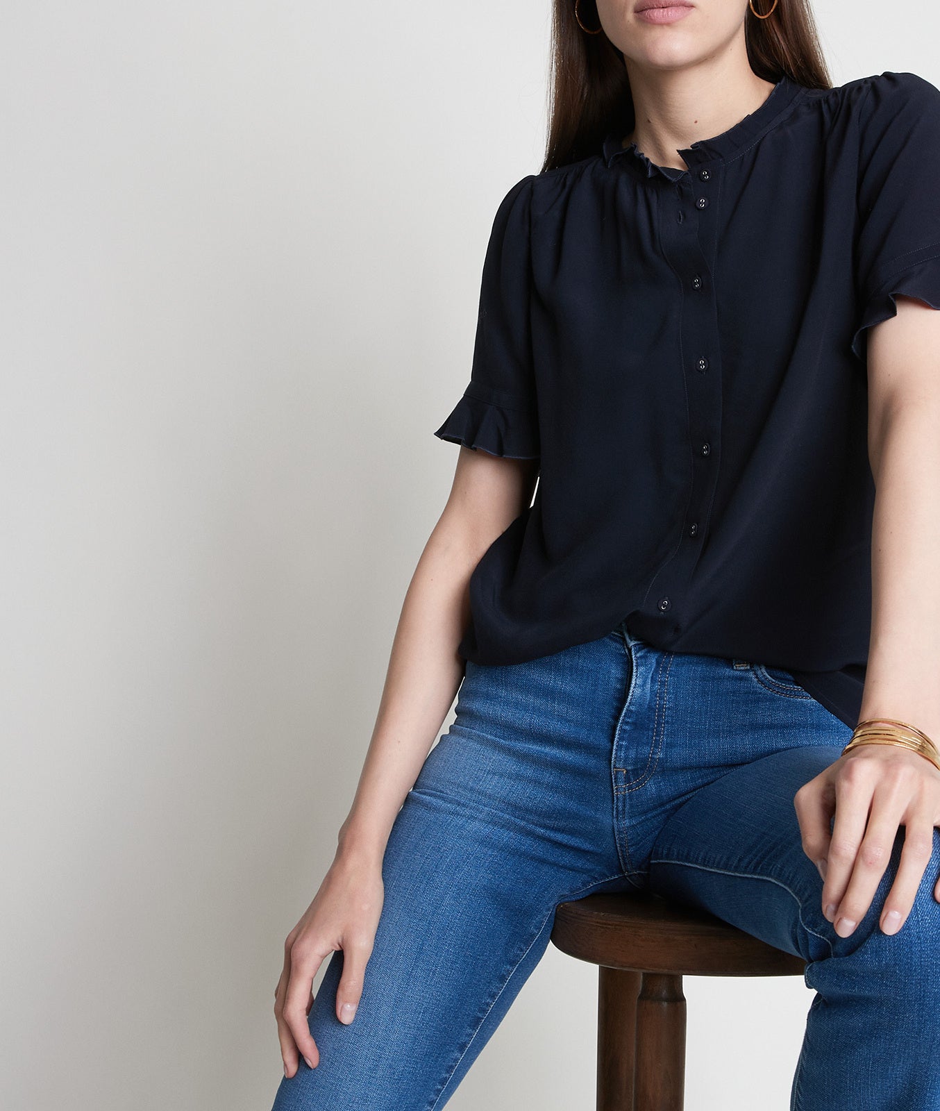 Blouse fluide en viscose bleu marine Auphelie Faume - seconde main