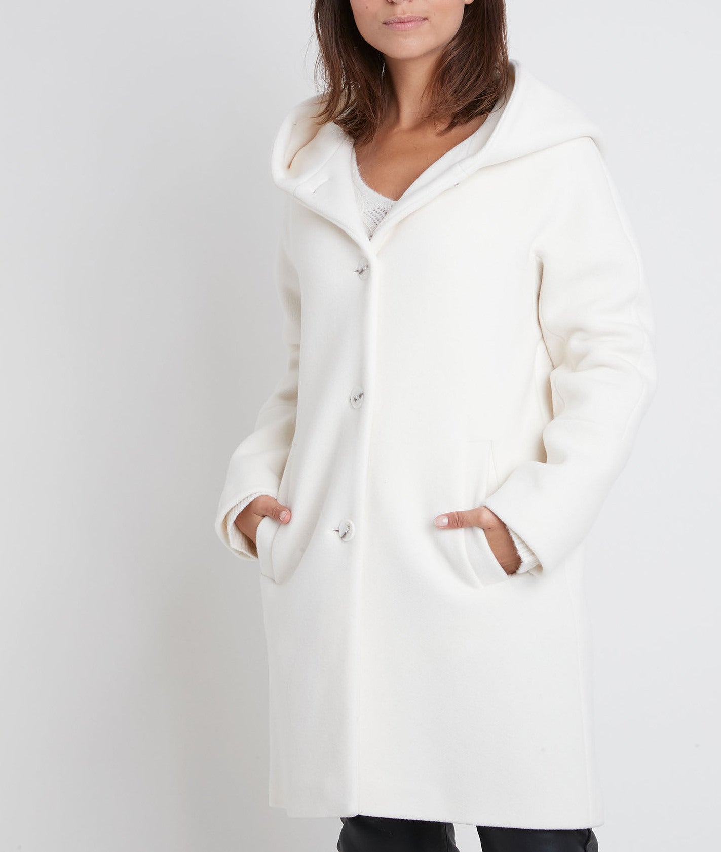 Manteau en laine mélangé crème Ocea Faume - seconde main