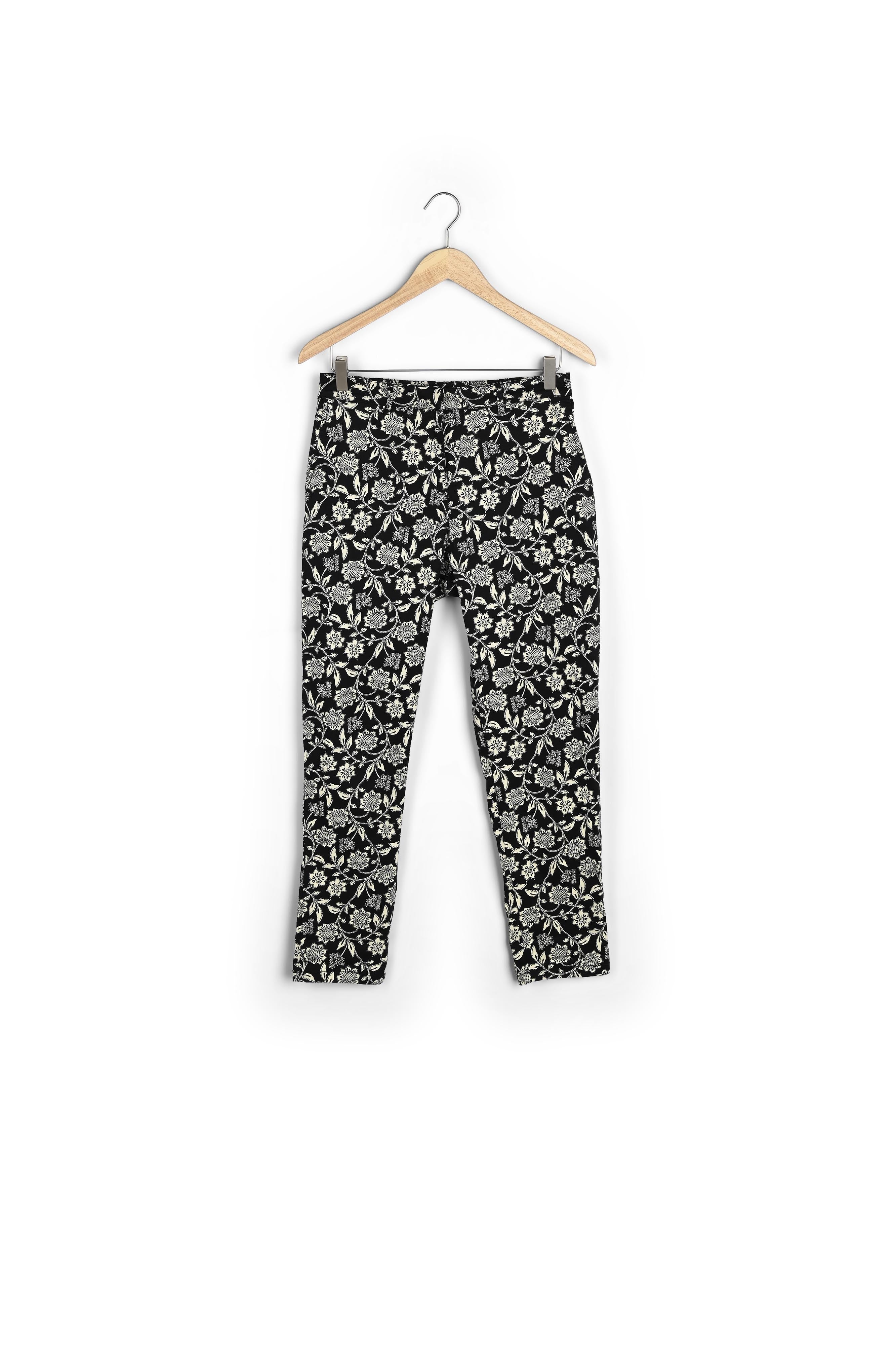 Pantalon chino en coton imprimé noir Satie Faume - seconde main