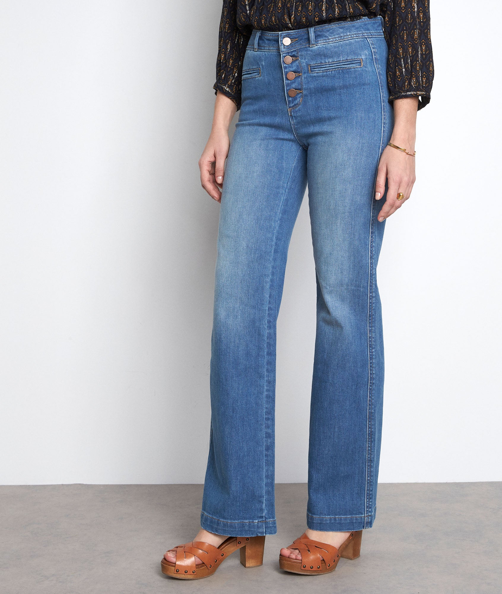 Jean flare esprit seventies stone used Bianca Faume - seconde main