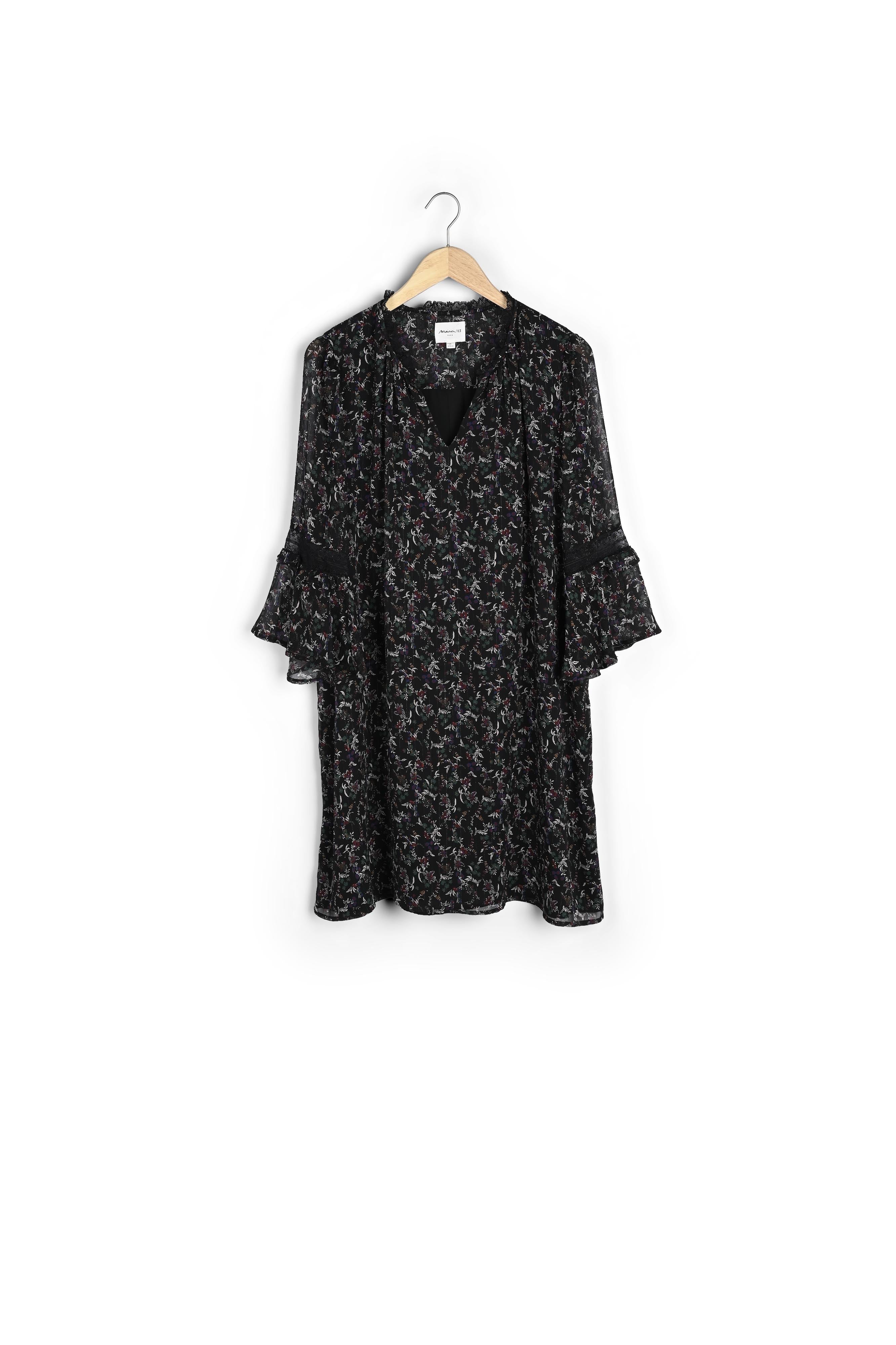Robe noire imprimé fleuri Inka Faume - seconde main