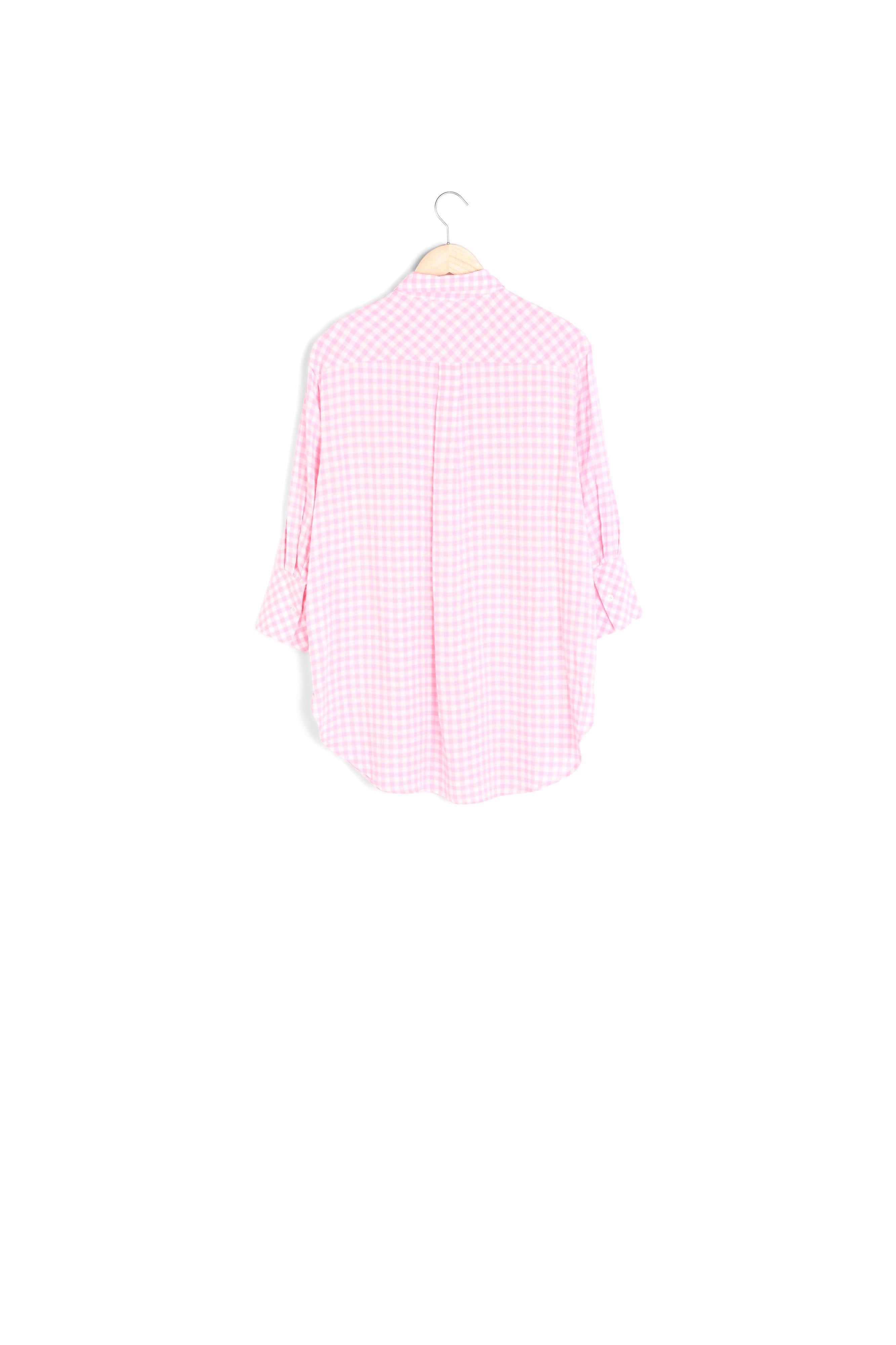 Chemise oversize en vichy rose Clemence Faume - seconde main