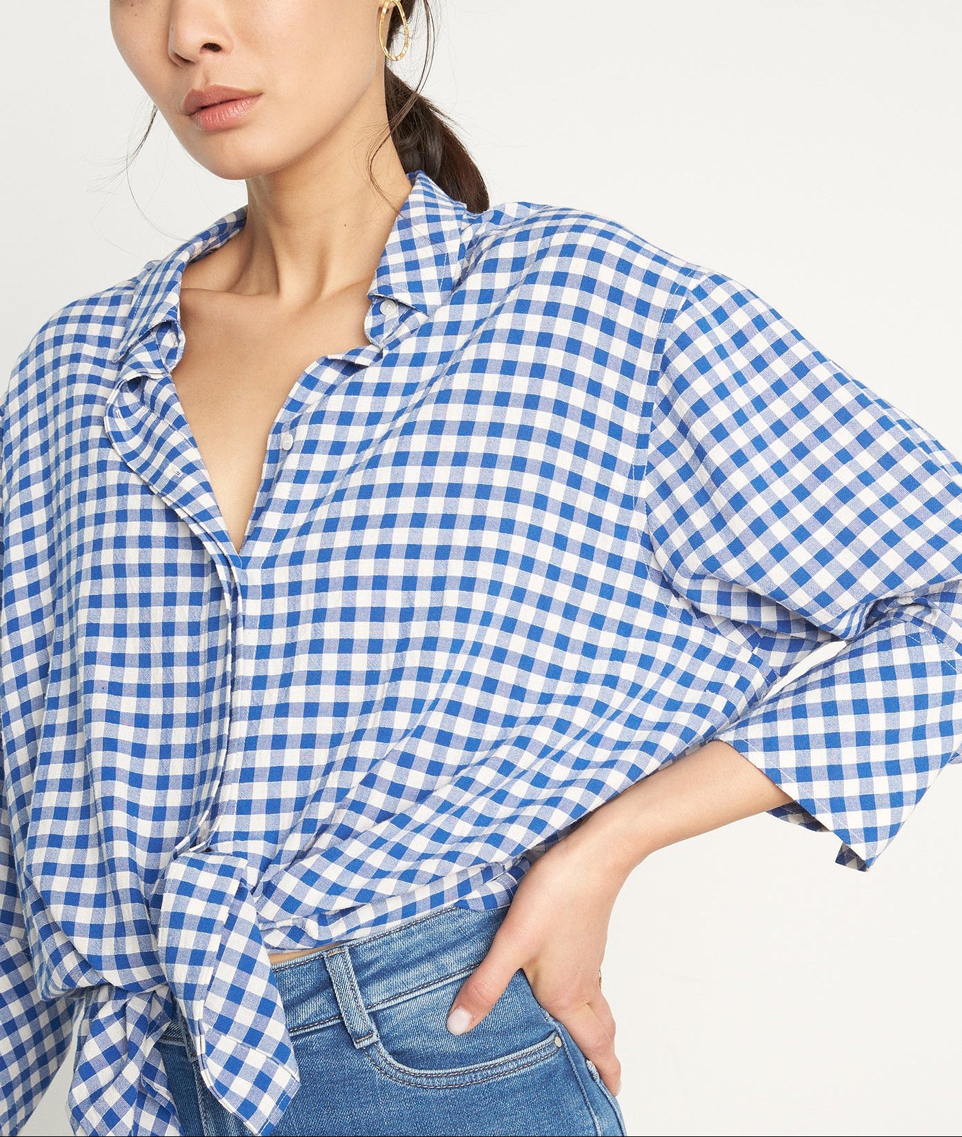 Chemise oversize en vichy bleu Clemence Faume - seconde main