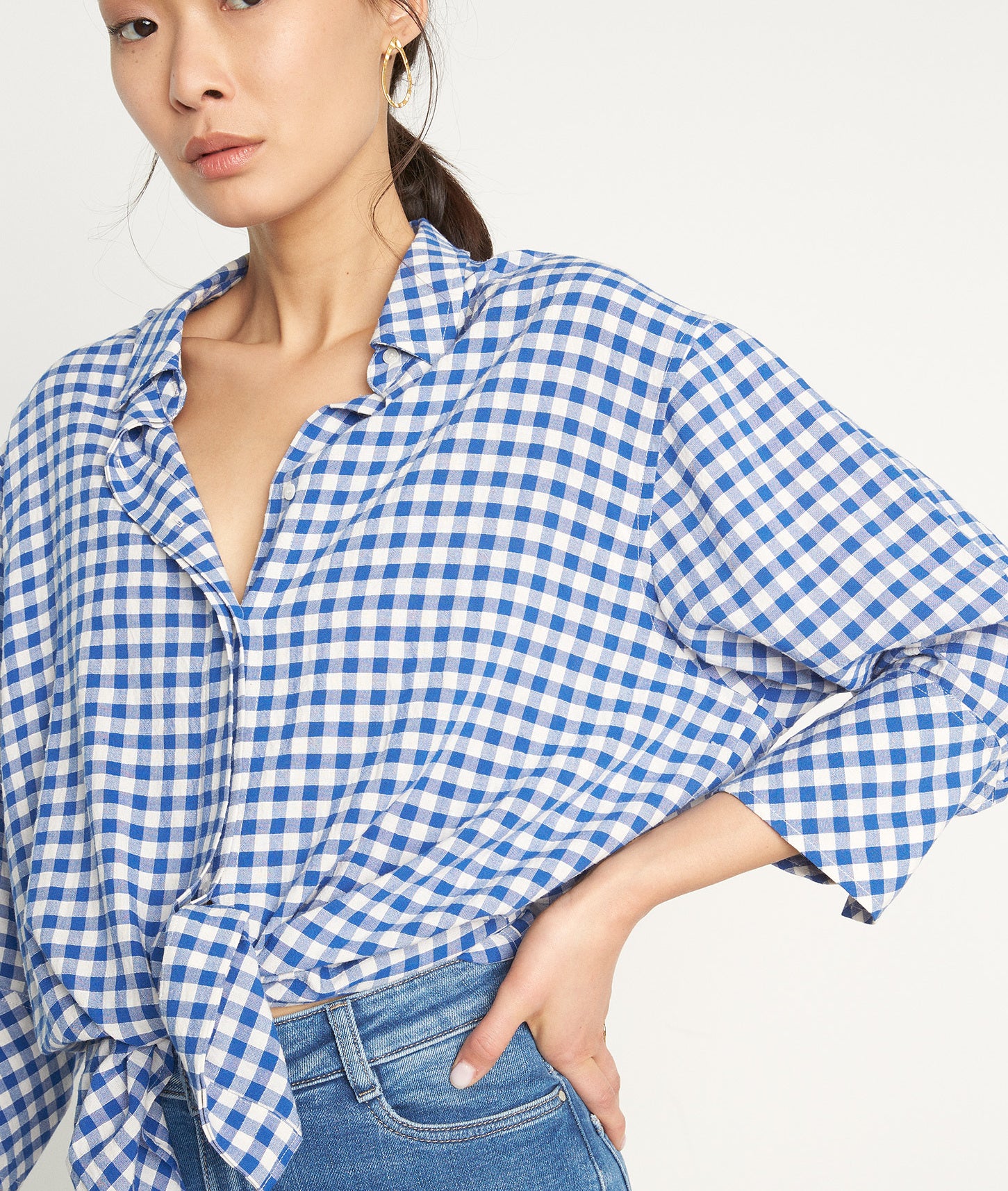 Chemise oversize en vichy bleu Clemence Faume - seconde main