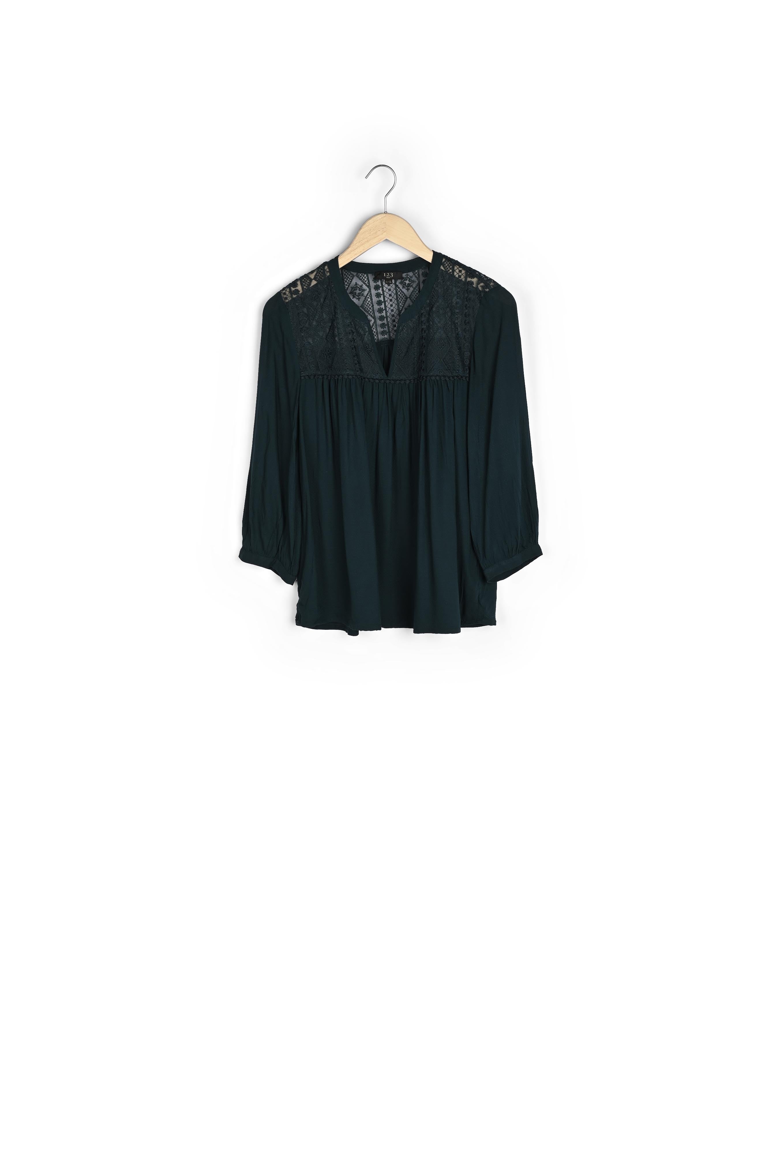 Blouse vert foncé dentelle Veracine Faume - seconde main