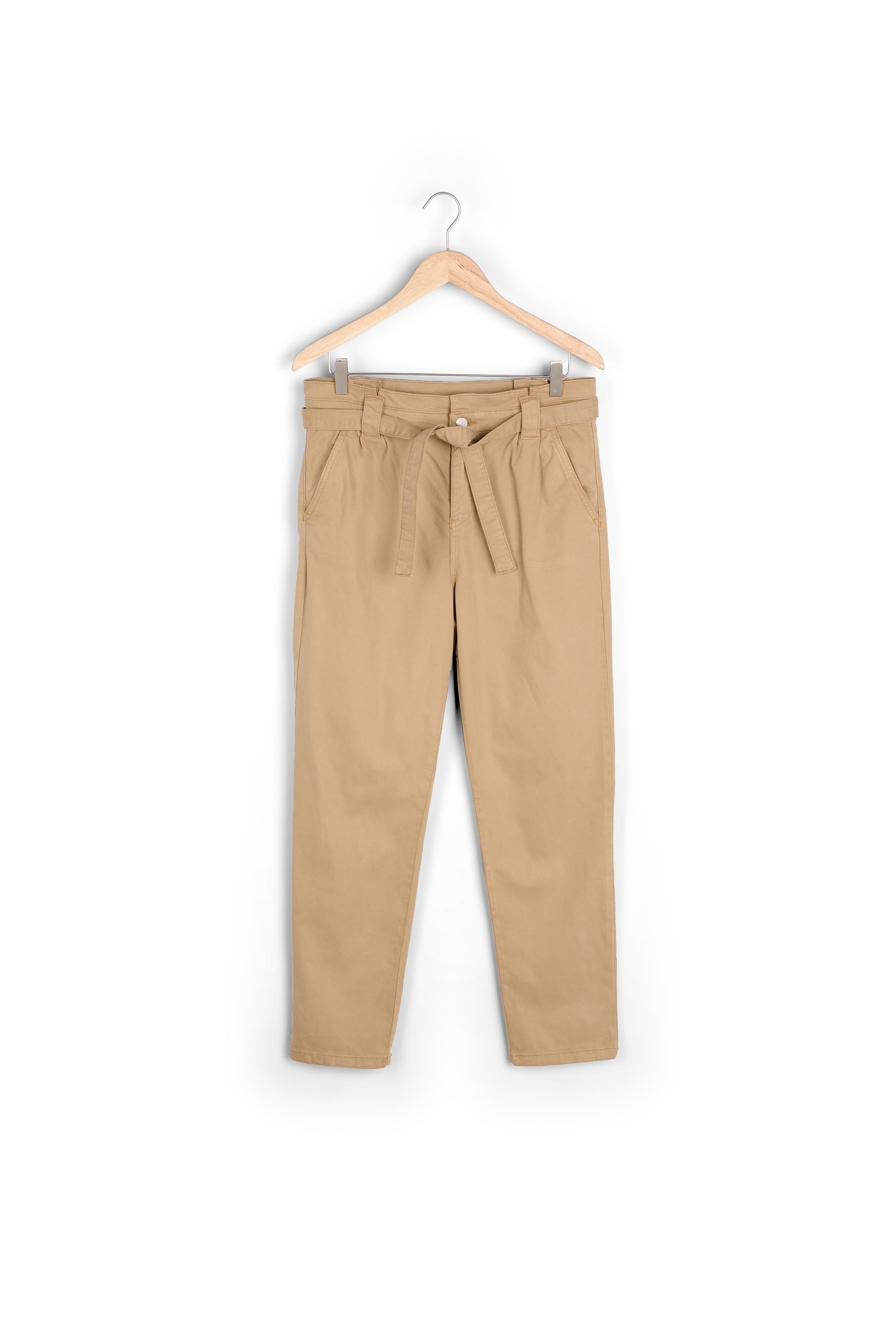 Pantalon paper bag en coton beige PAM Faume - seconde main