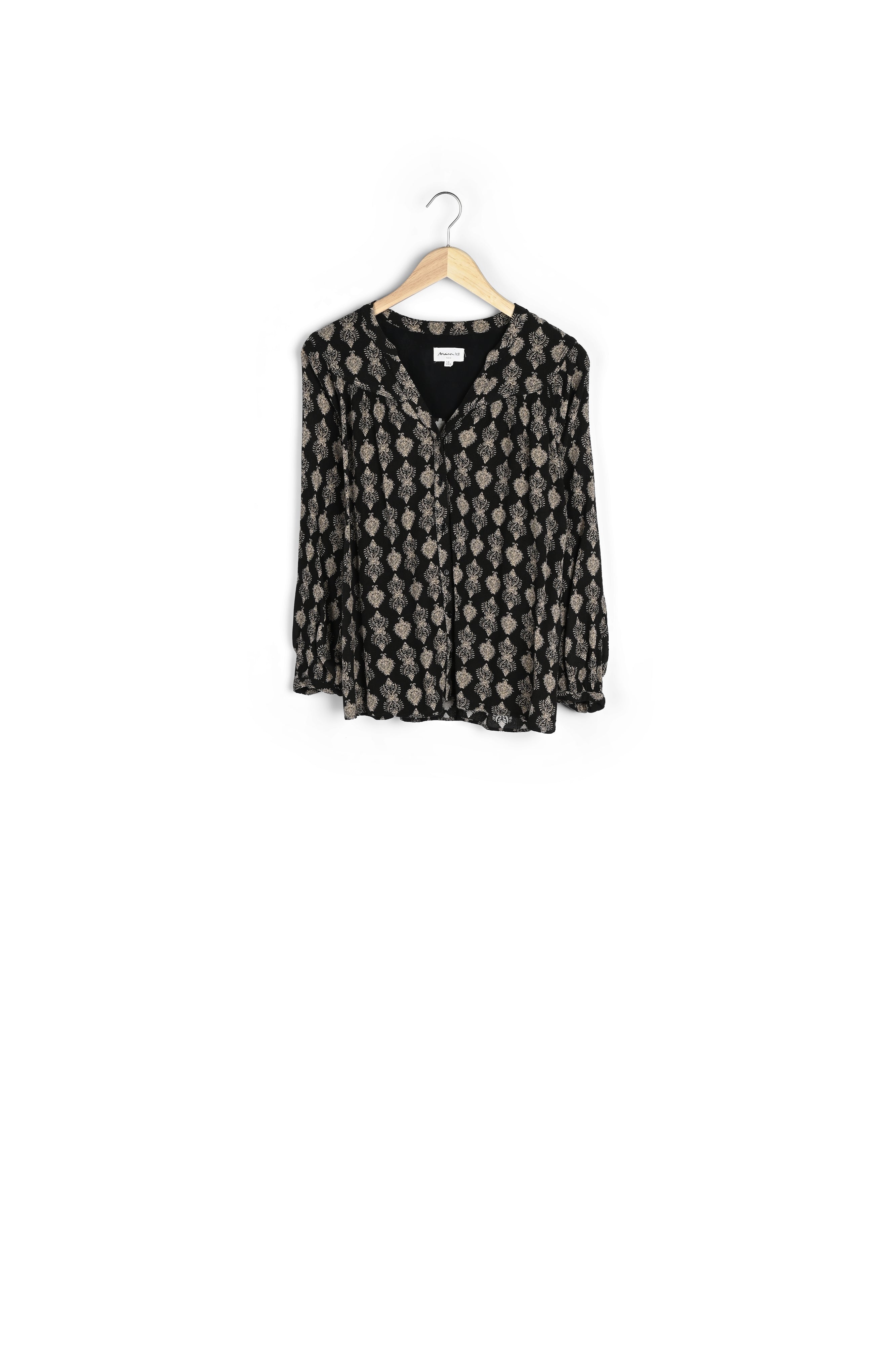 Blouse ample imprimée noire Timeo Faume - seconde main