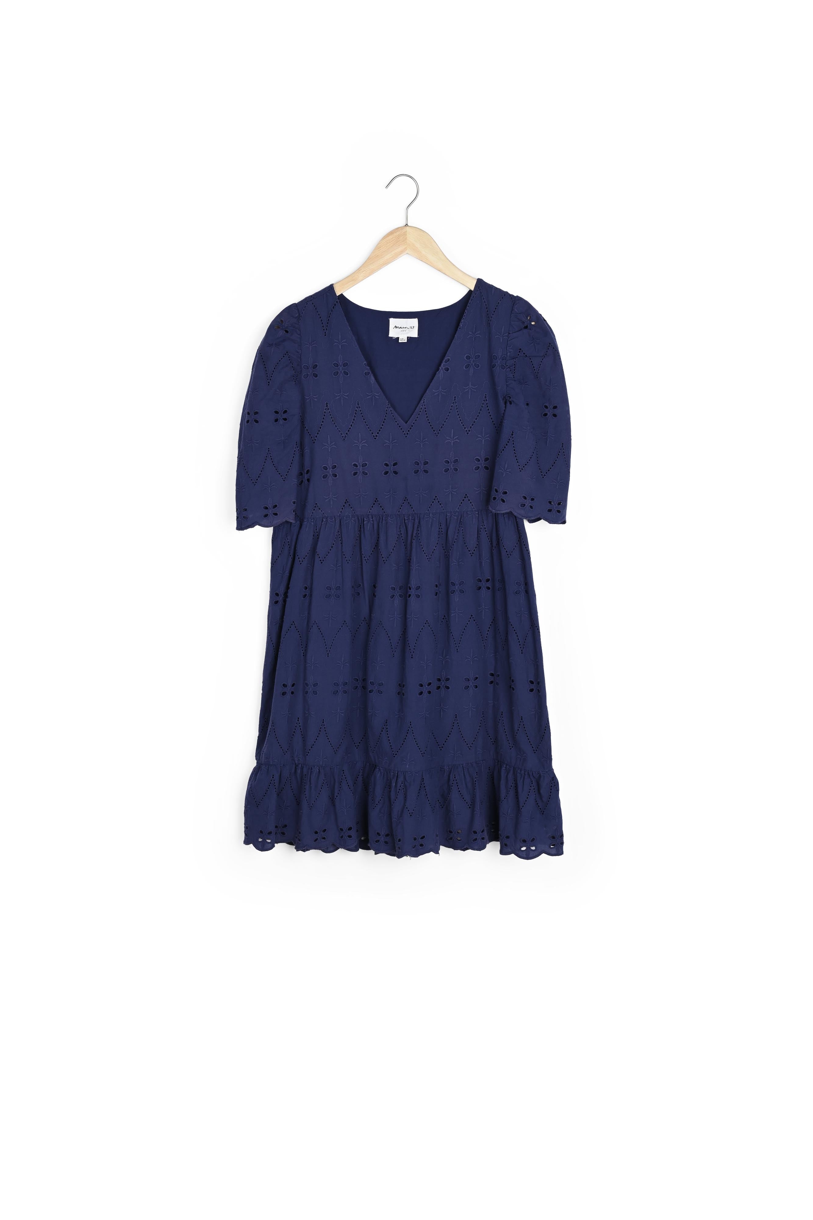 Robe en coton brodée marine Lamie Faume - seconde main
