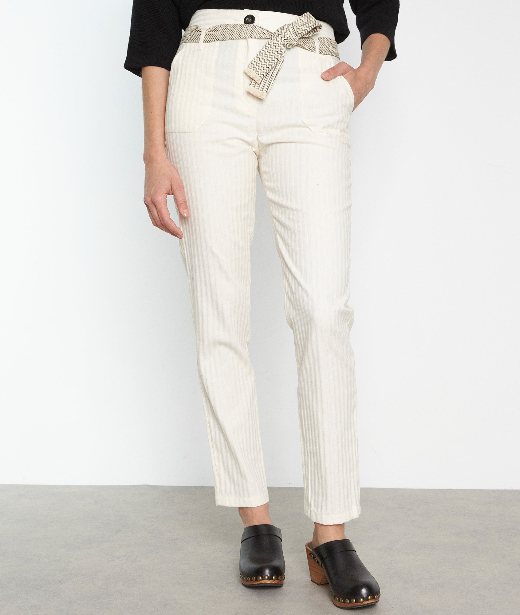 Pantalon à rayures crème Shelby Faume - seconde main