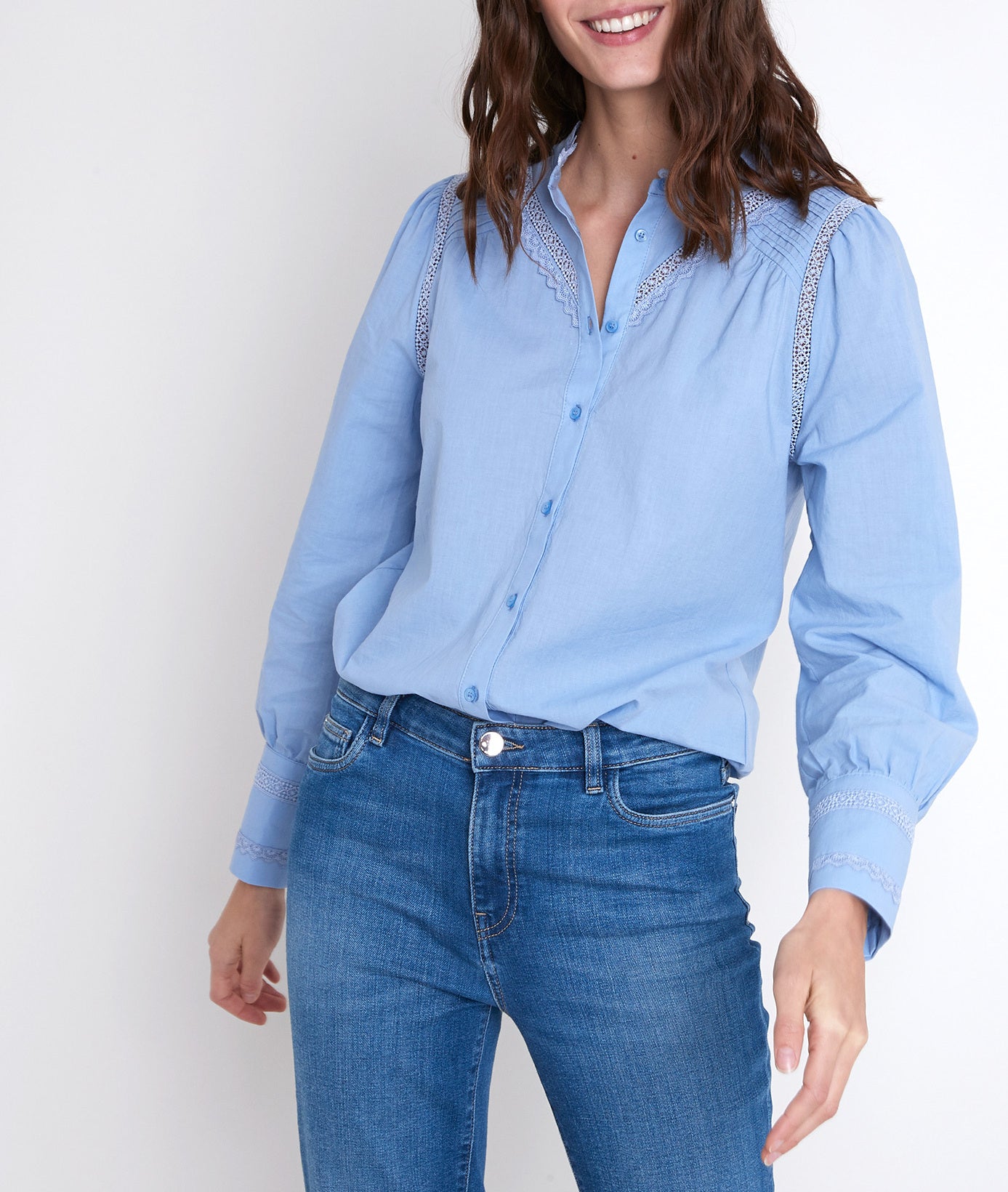 Blouse lavande brodée en coton Johana Faume - seconde main