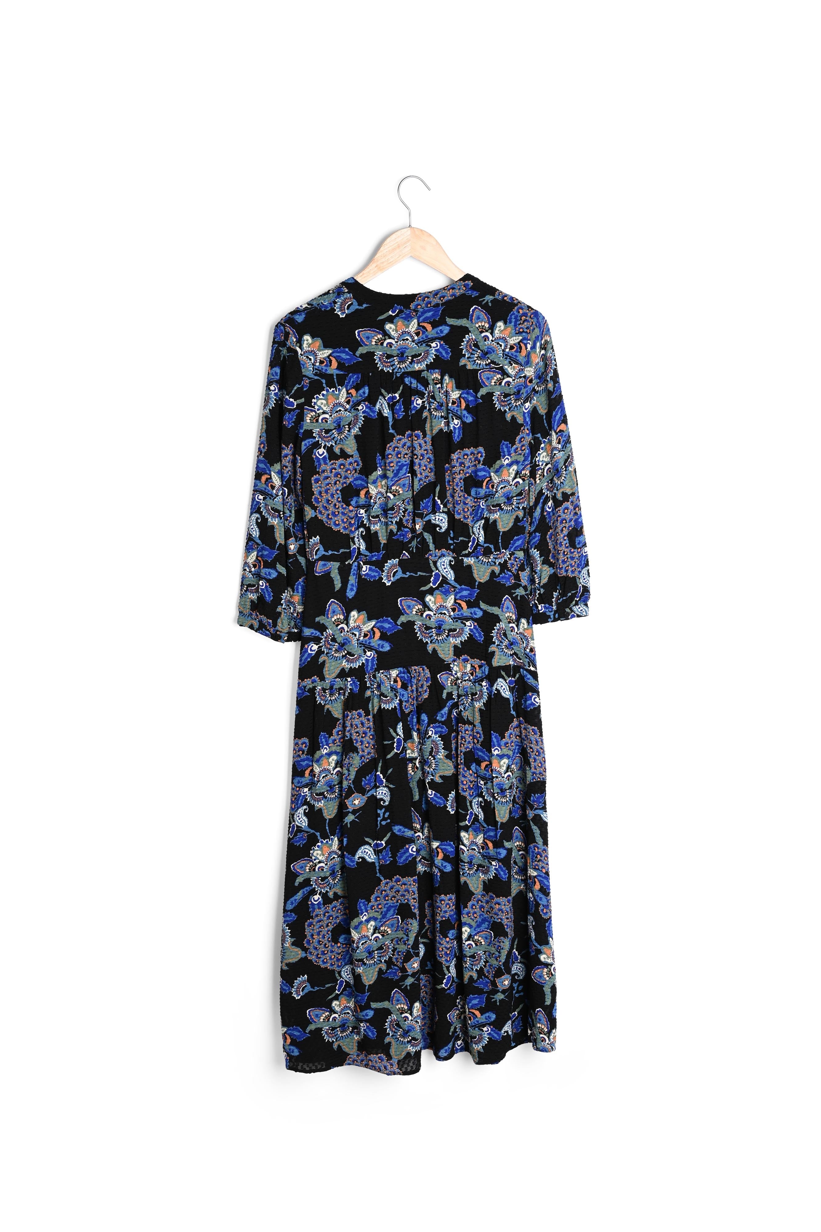 Robe chemise longue à l'imprimé floral bleu Sia Faume - seconde main