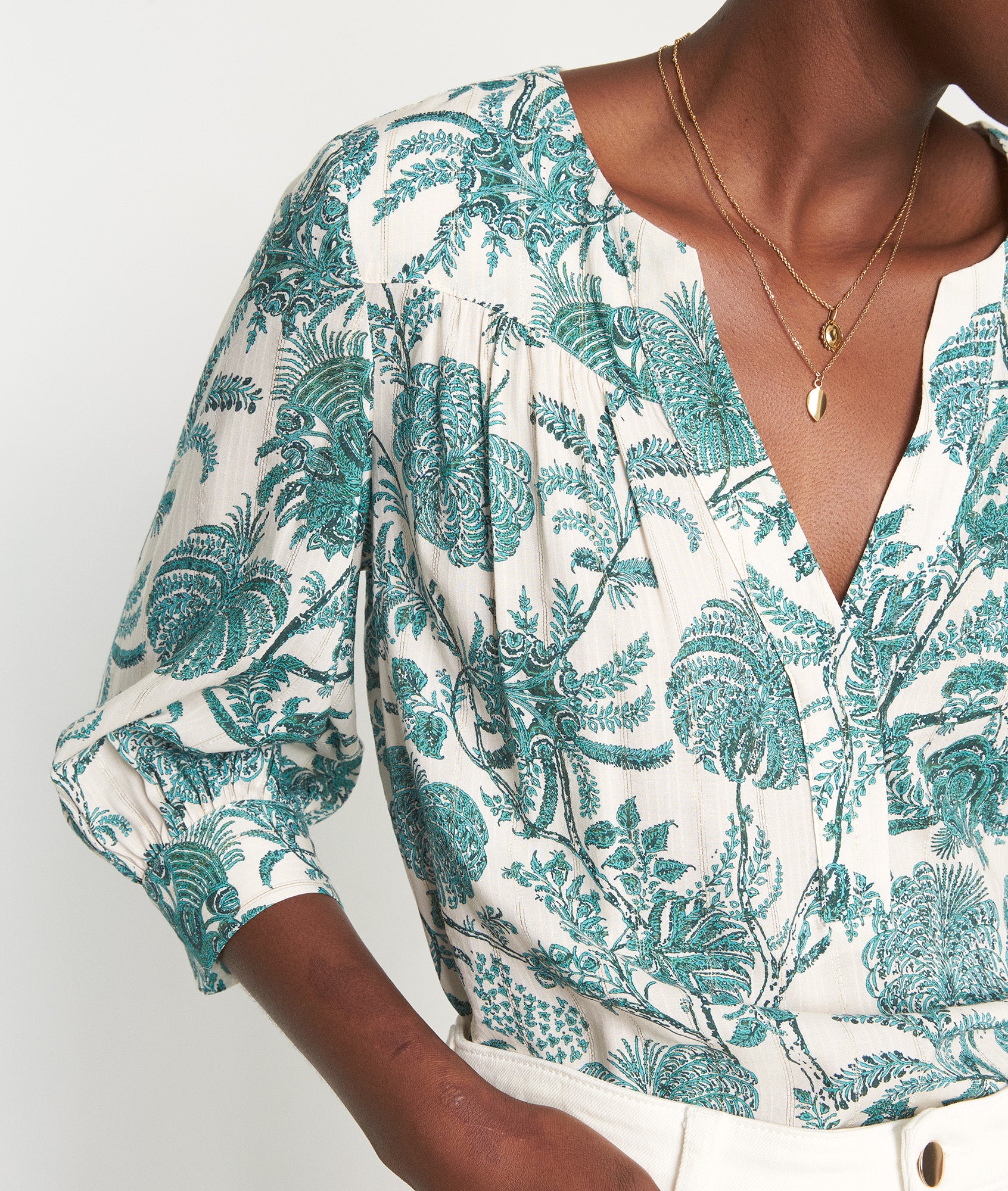 Blouse imprimée fleuri vert Loana Faume - seconde main