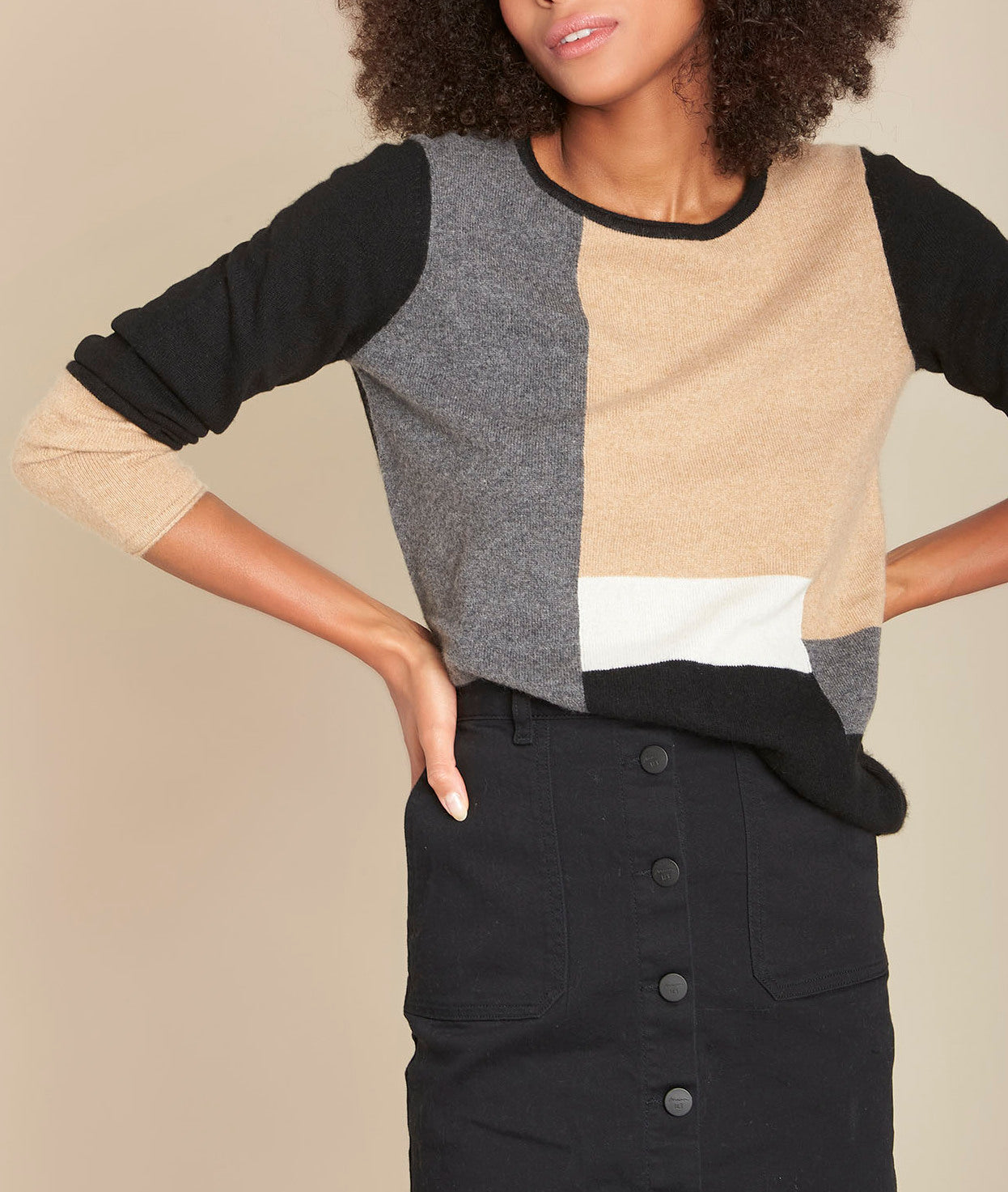 Pull cachemire colorblock Freeze Faume - seconde main