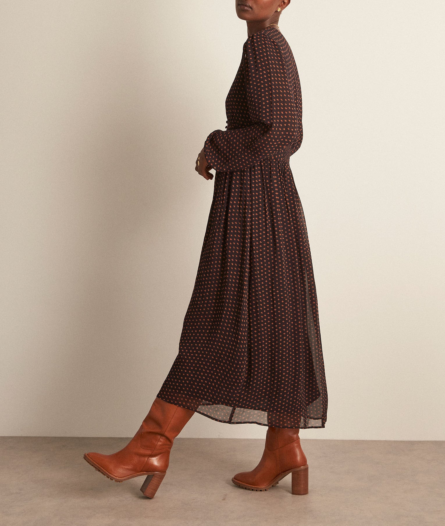 Robe longue imprimé marine Halpha Faume - seconde main