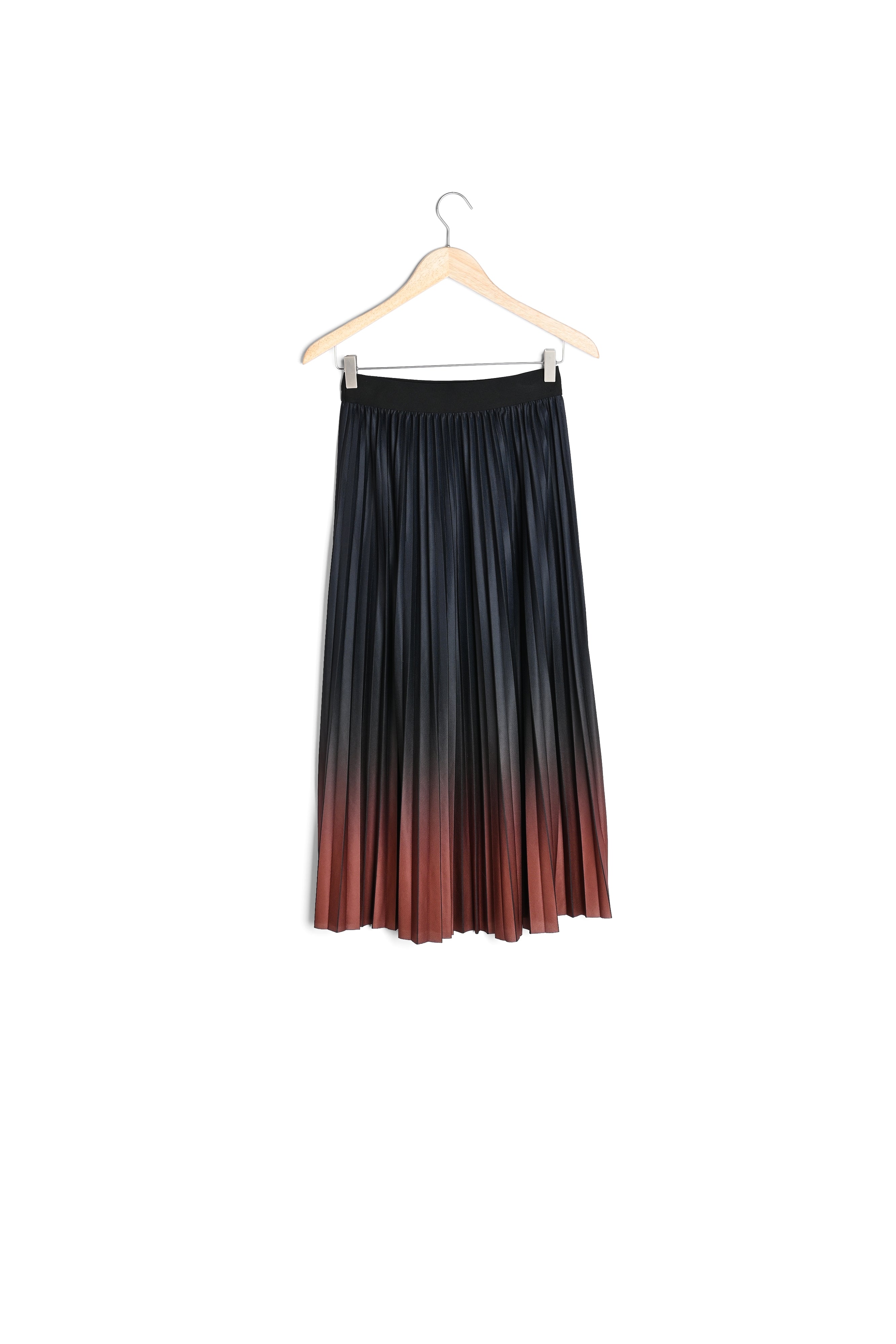 Jupe mi-longue plissée tie and dye marron Elara Faume - seconde main