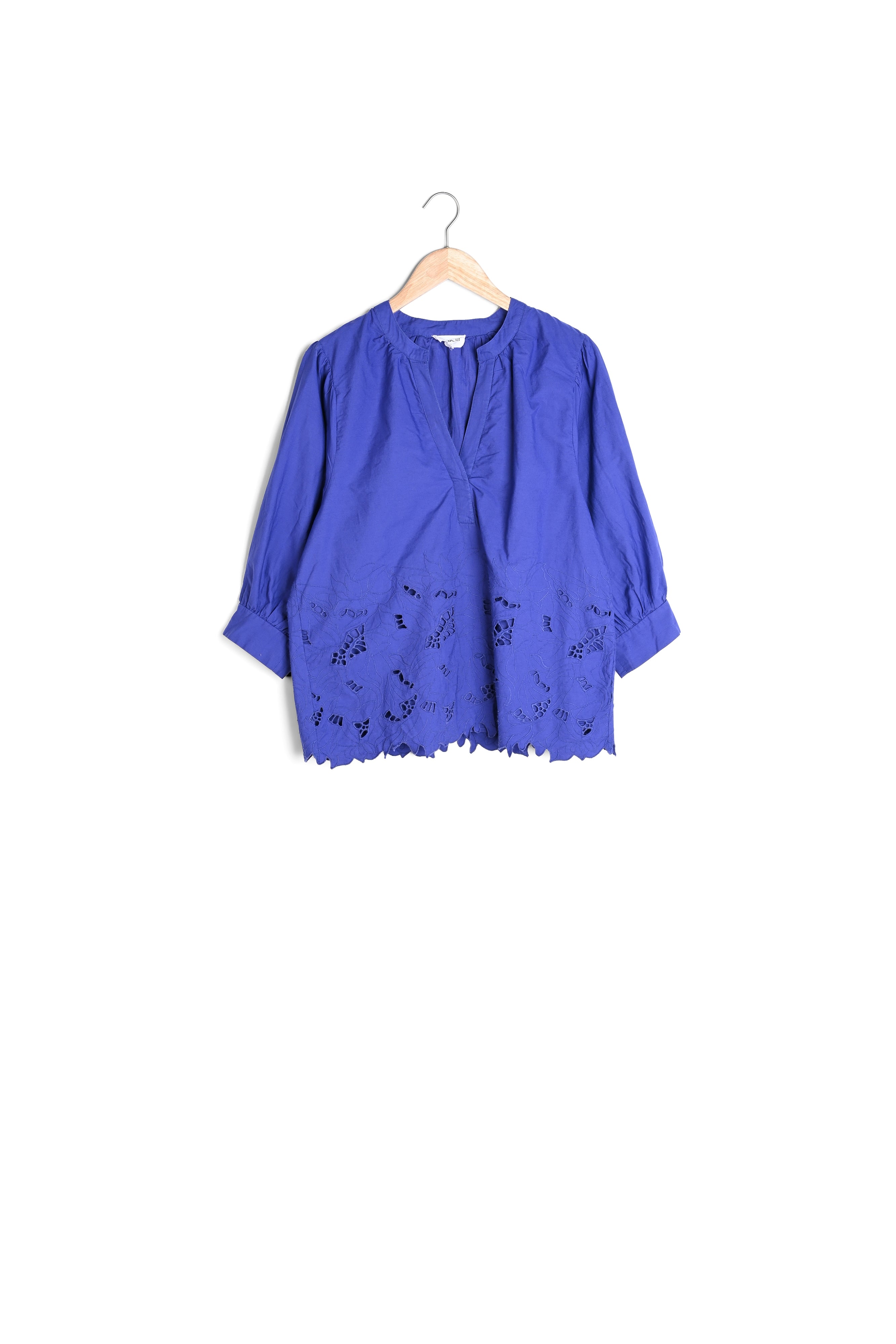 Blouse large en coton brodé myosotis Aaron Faume - seconde main