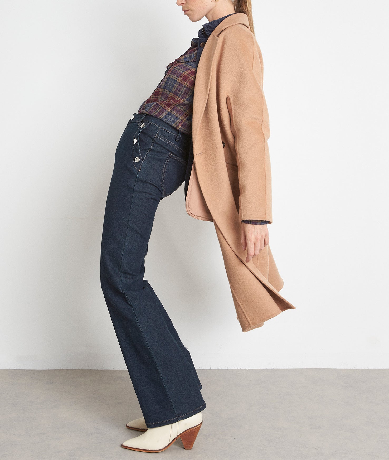 Chemise à carreaux bleu et bordeaux volantée Abelia Faume - seconde main