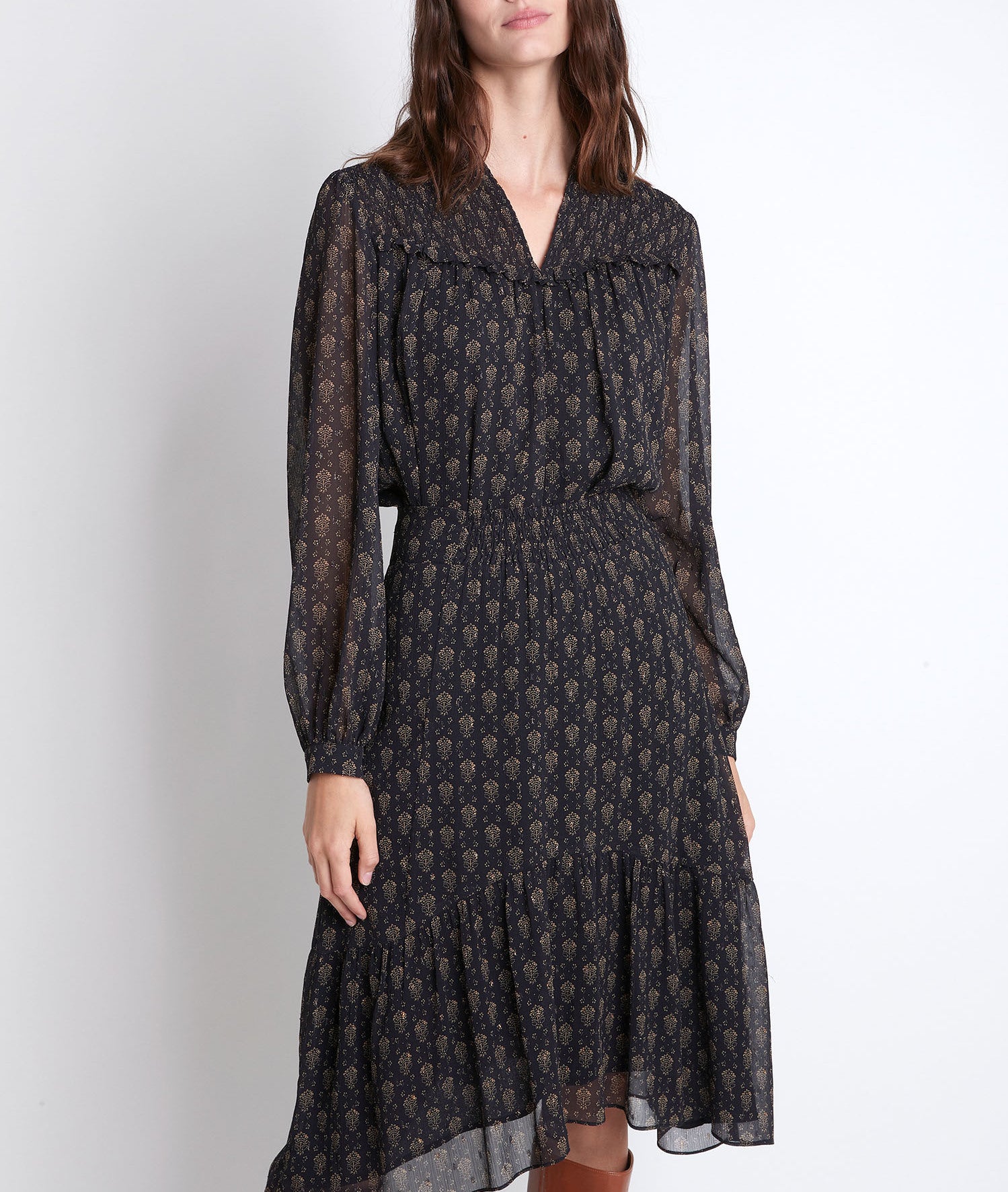 Blouse dorée imprimée Jen Faume - seconde main