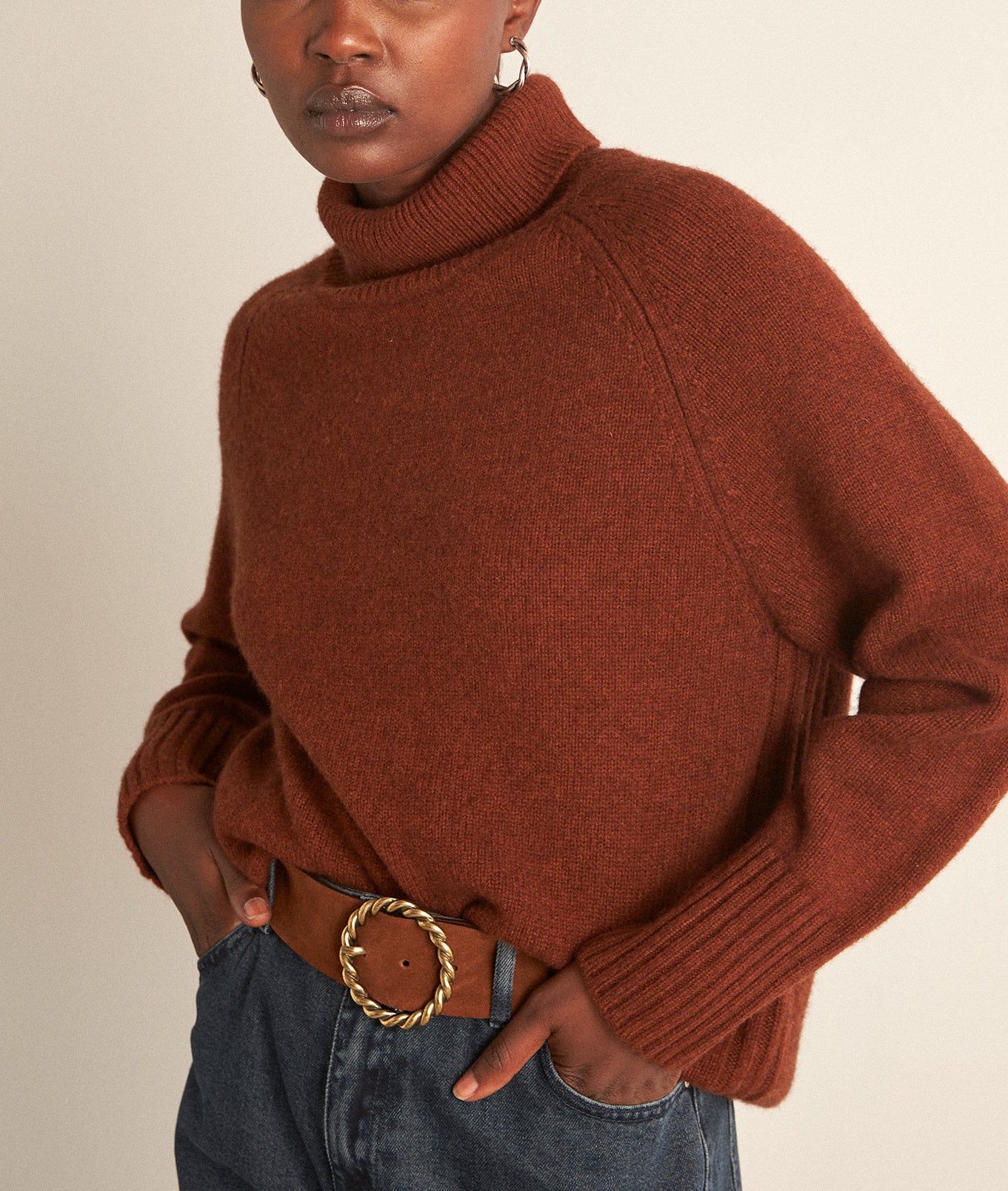 Pull en laine responsable et yack marron Blaise Faume - seconde main