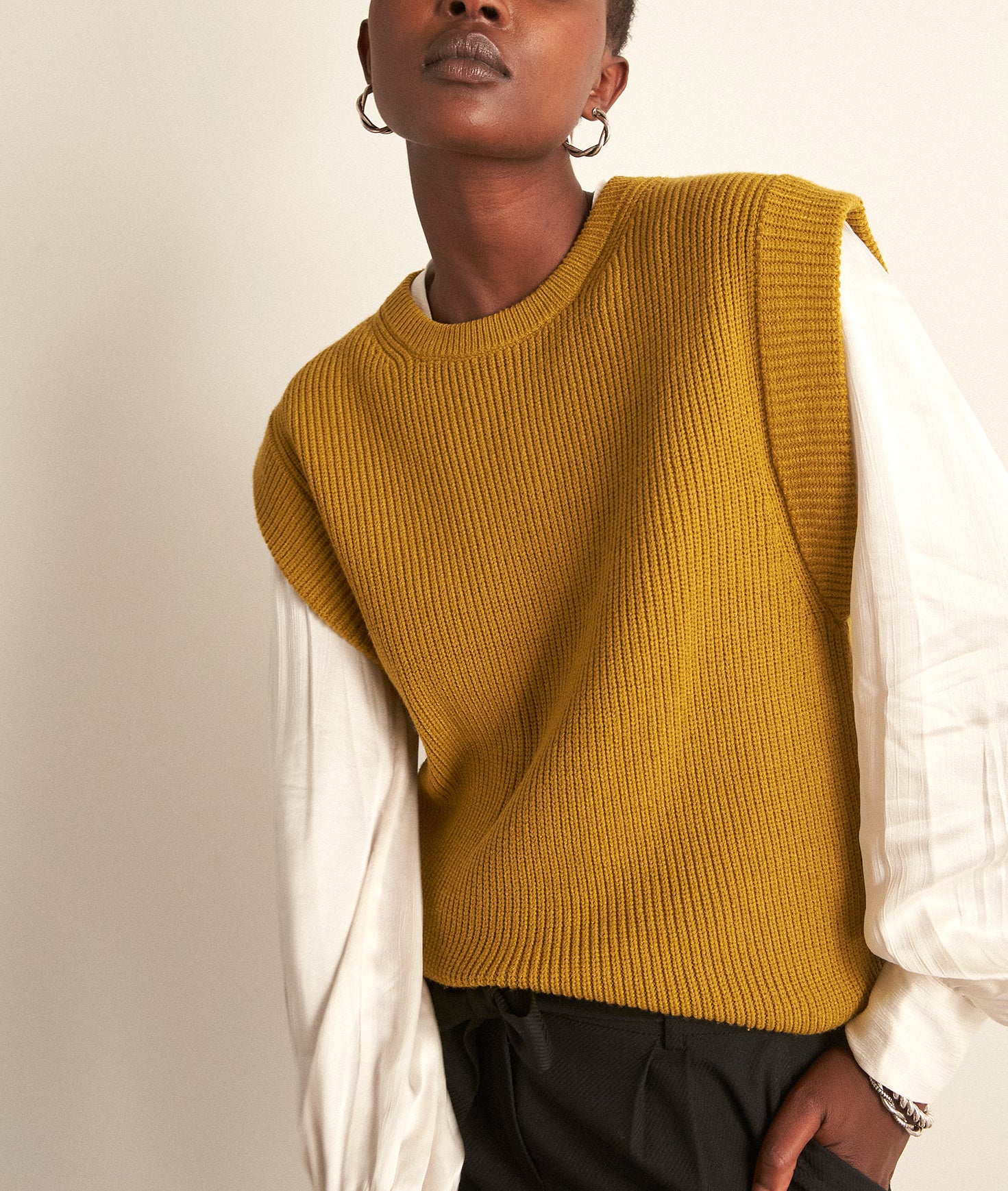 Pull sans manches en viscose EcoVero olive Bill Faume - seconde main