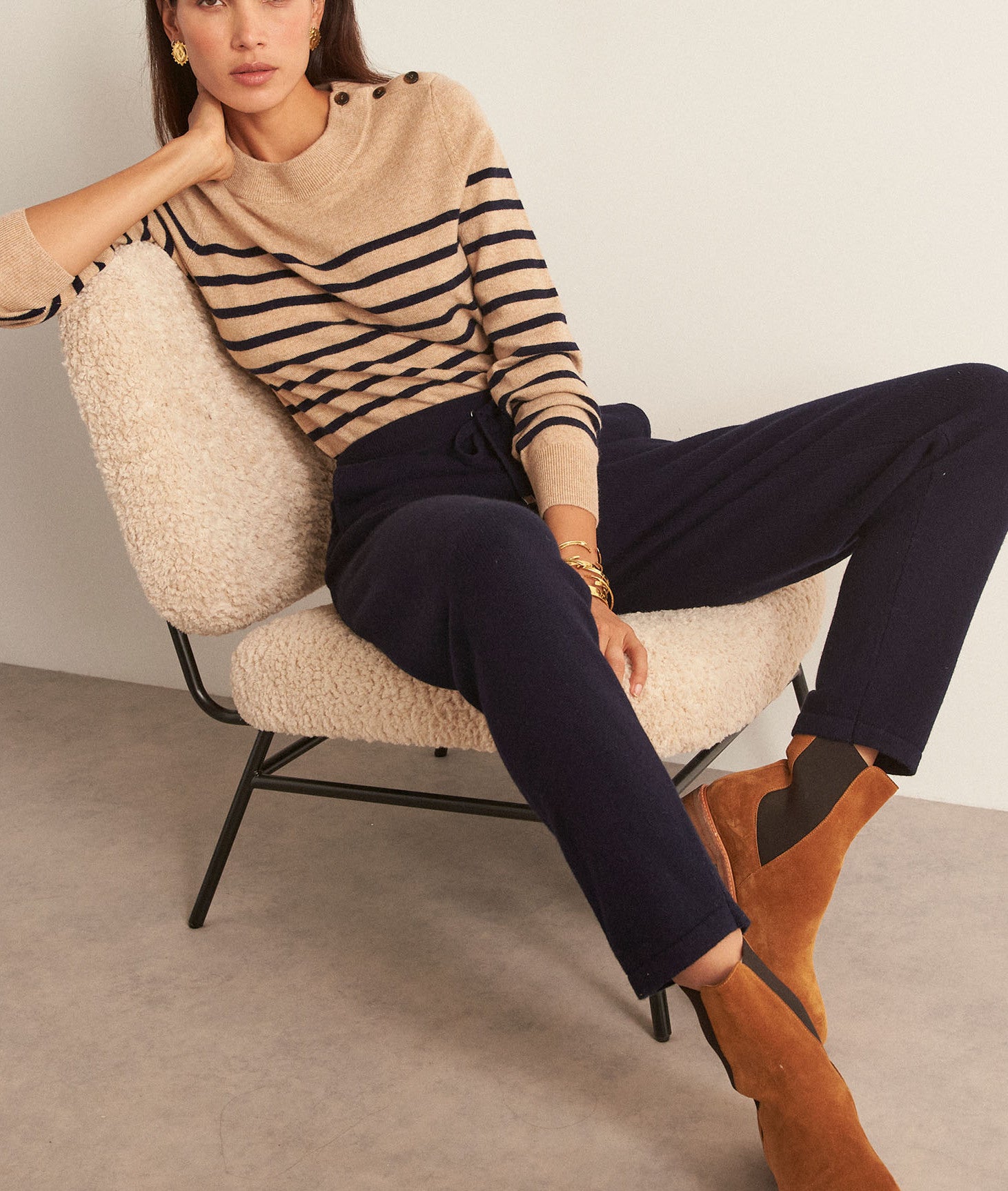 Pantalon jogging marine en laine responsable et yack Taylor Faume - seconde main