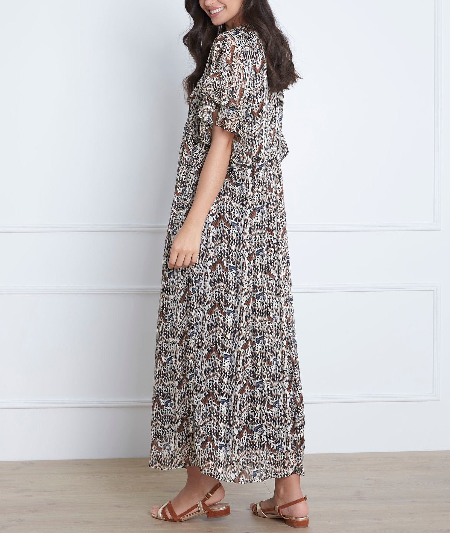 Robe noire imprimée longue Lavina Faume - seconde main