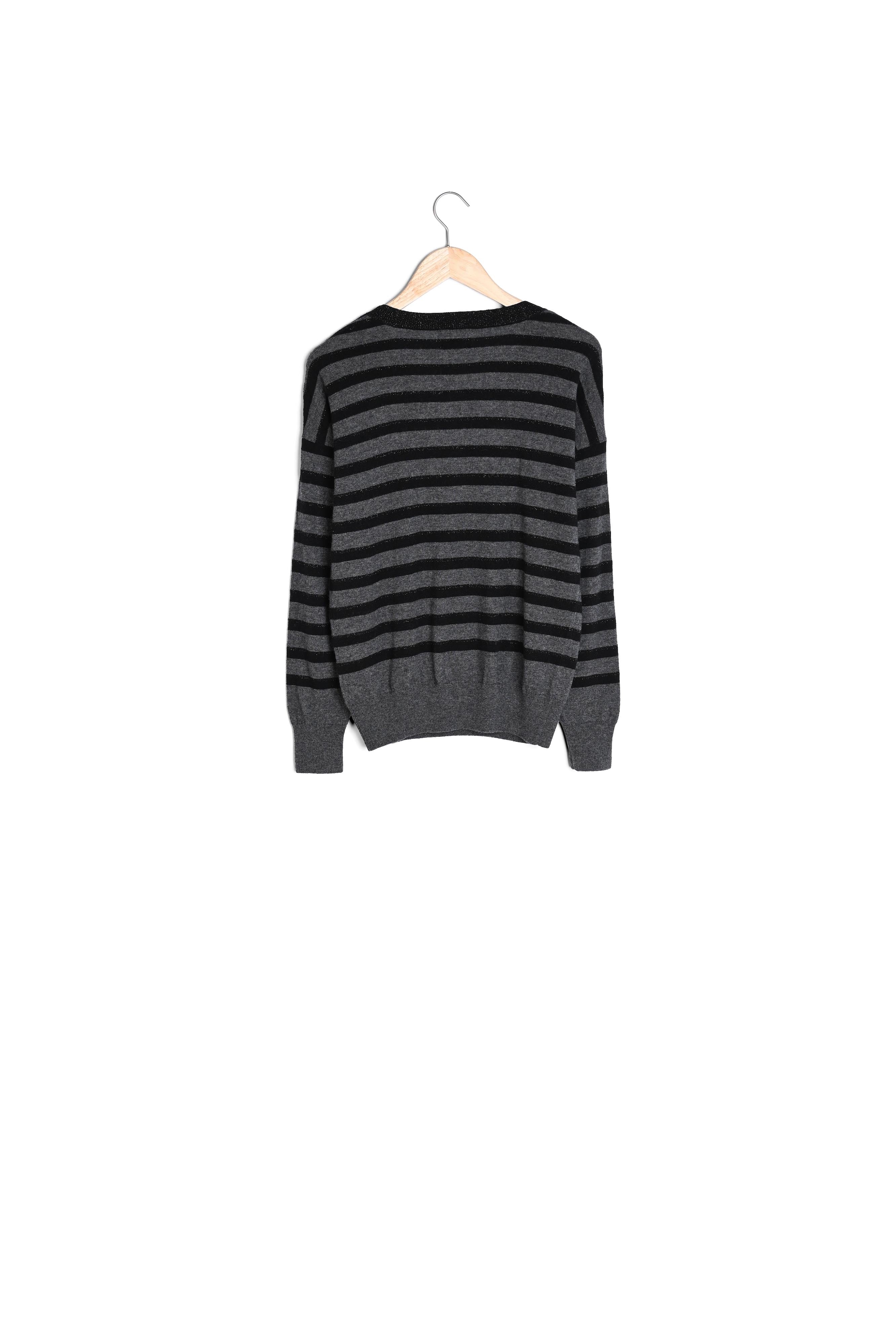 Pull marinière en laine et cachemire recyclé gris Tarah Faume - seconde main