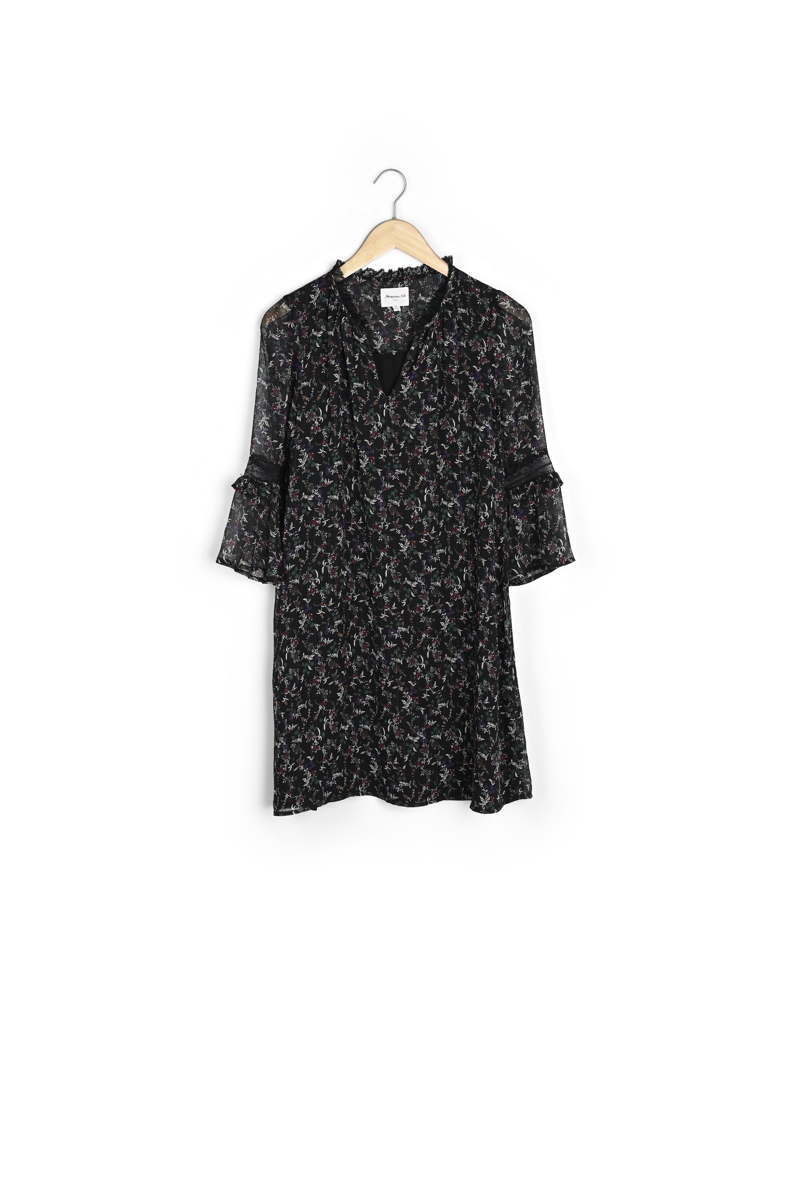 Robe noire imprimé fleuri Inka Faume - seconde main