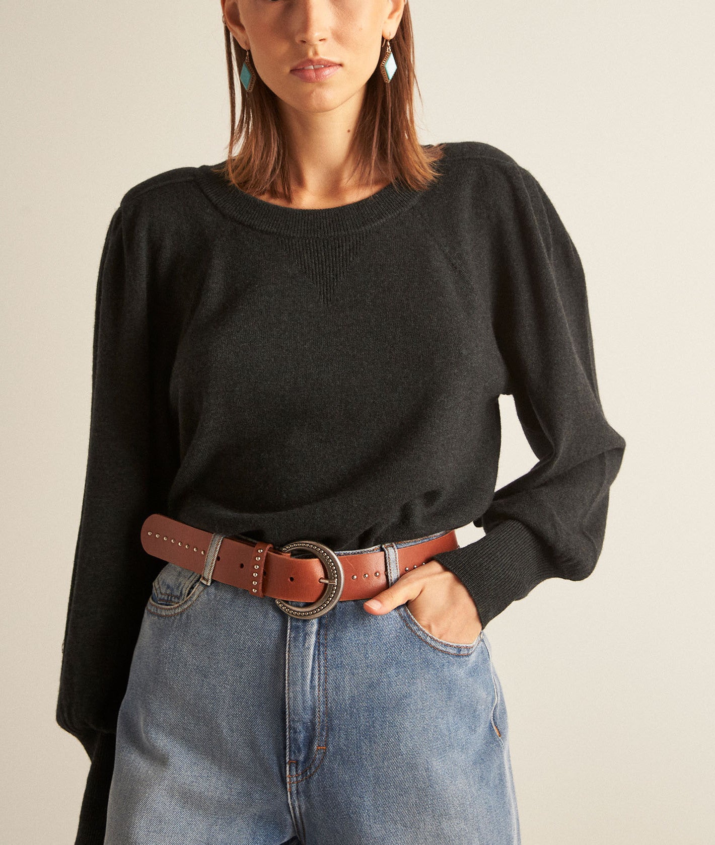 Pull en laine responsable et yack vert Bright Faume - seconde main
