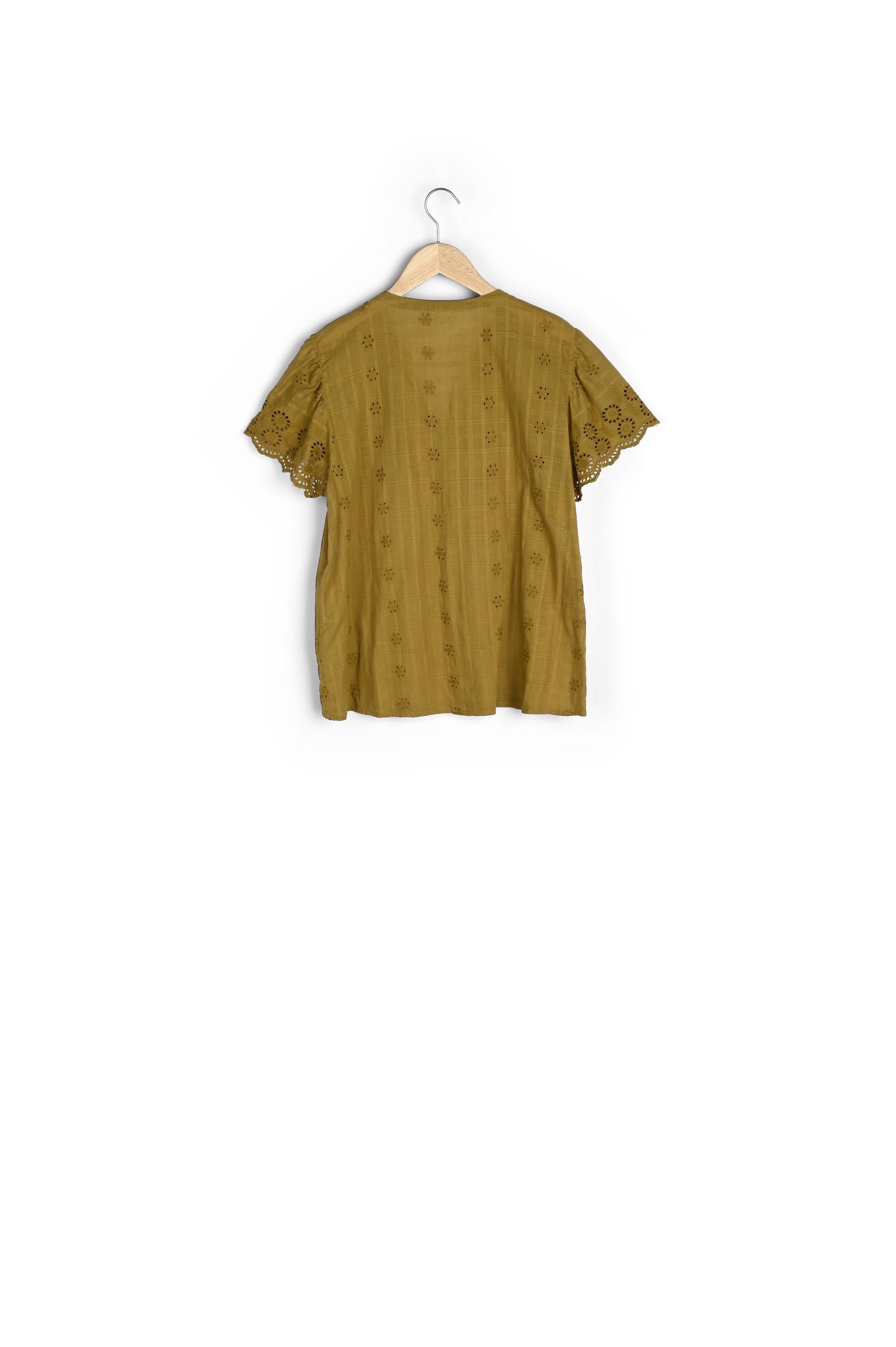 Blouse manches courtes en coton bronze Lisbeth Faume - seconde main
