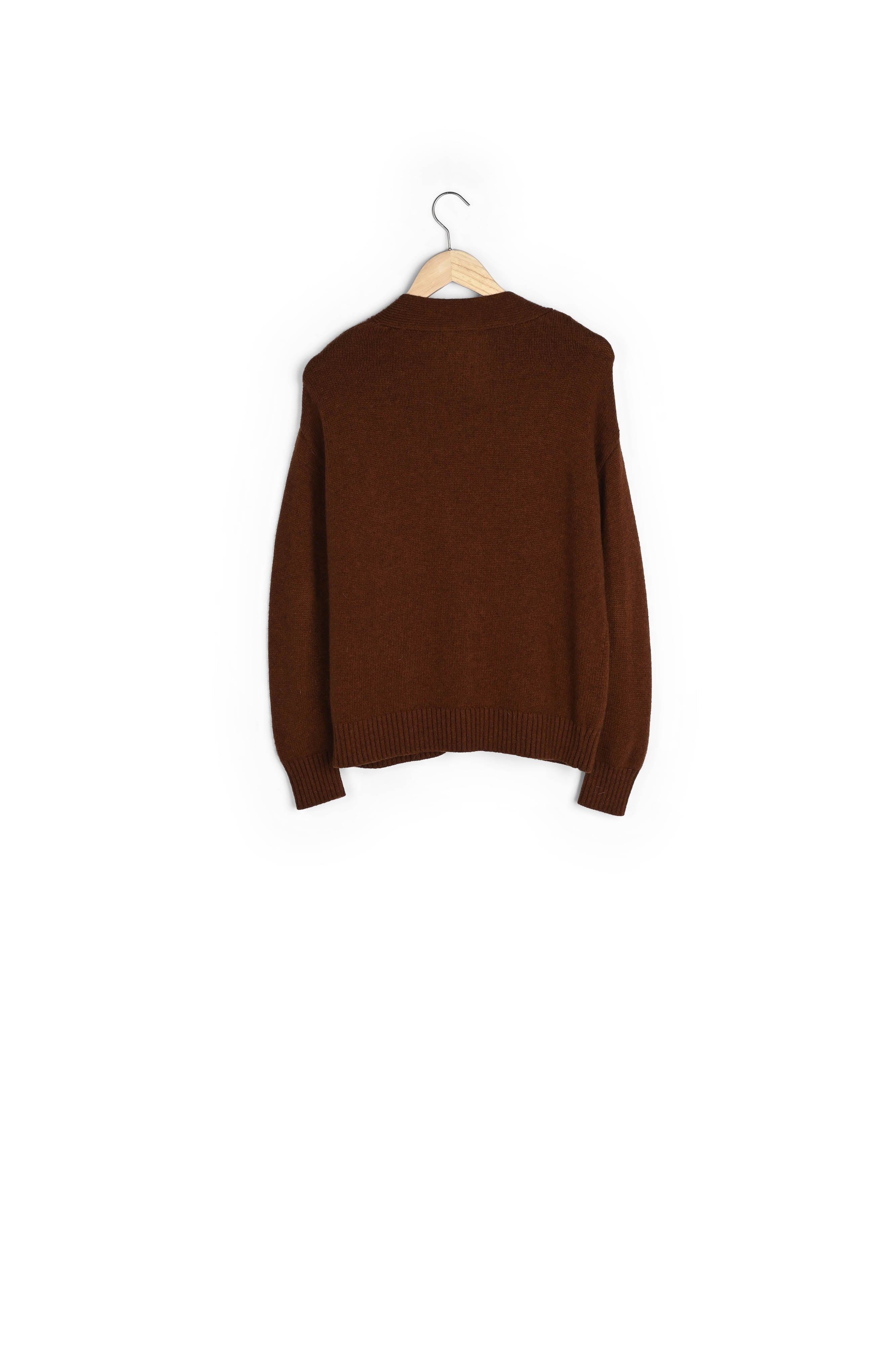 Cardigan en laine responsable et yack chocolat Bella Faume - seconde main