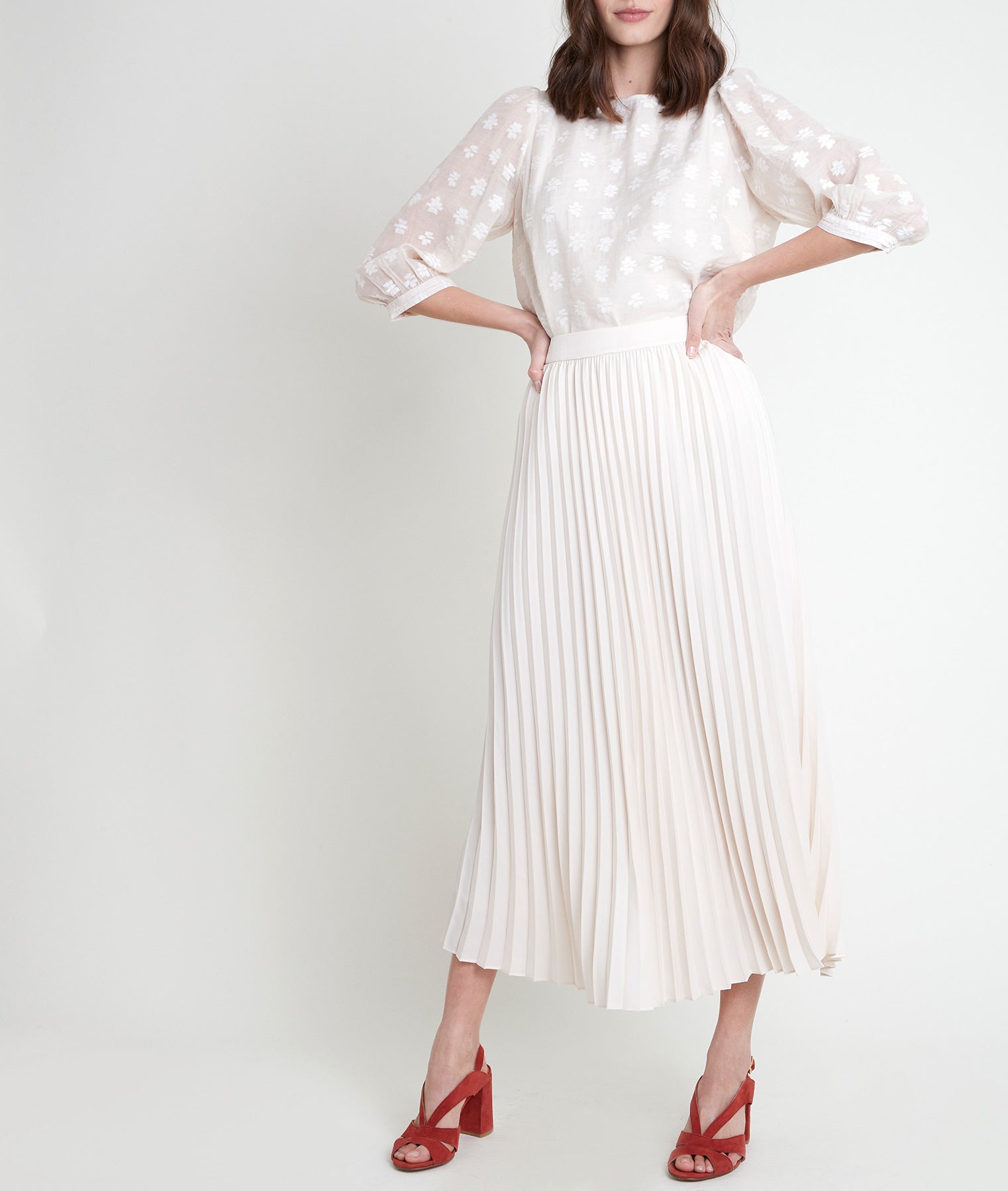 Jupe plissée pêche Gina Faume - seconde main