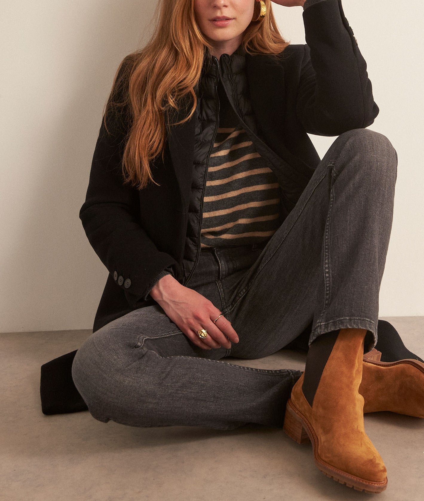 Pull marin en laine responsable et cachemire gris Bixente Faume - seconde main