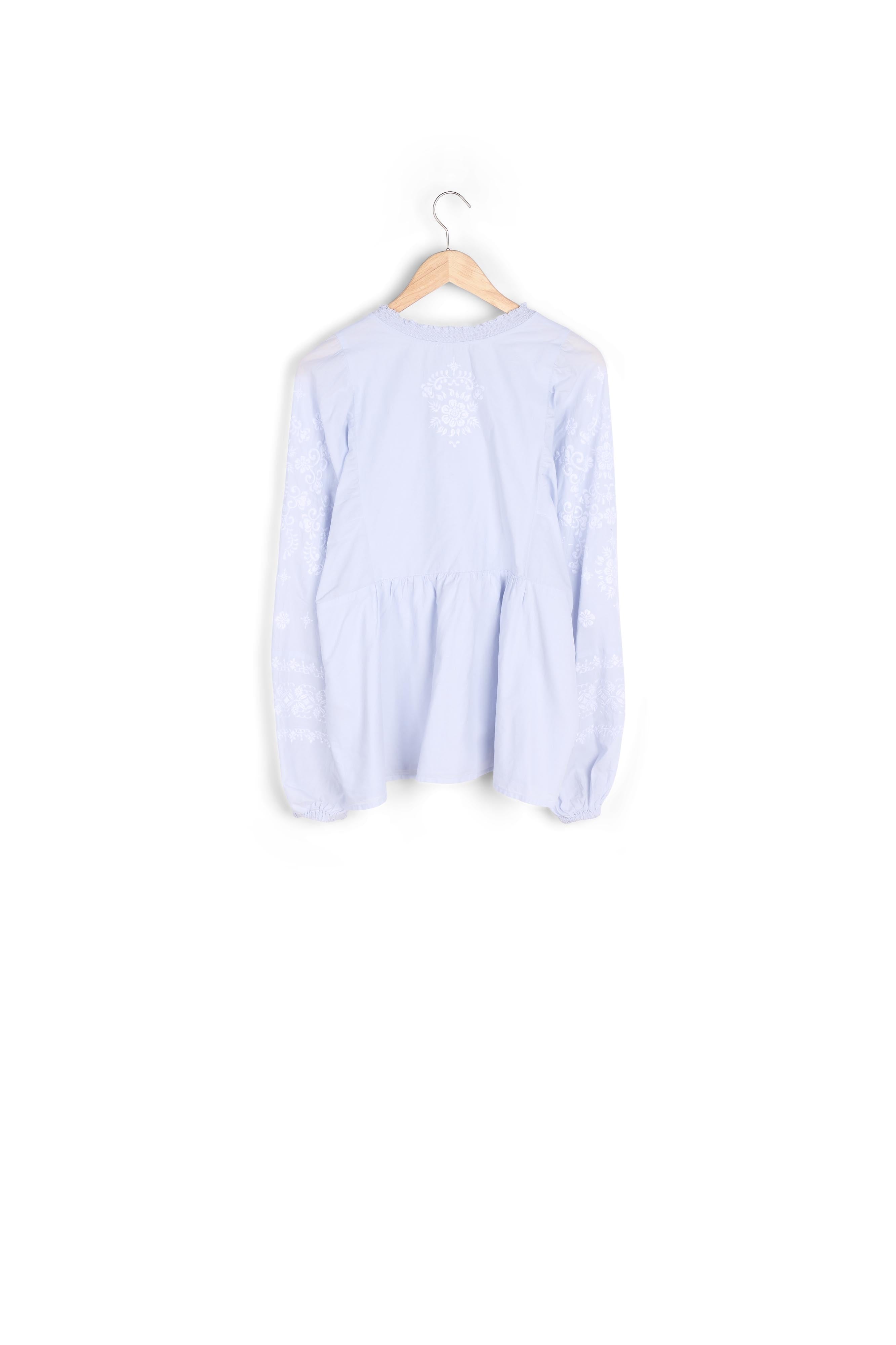 Blouse brodée en coton bleu ciel Anna Faume - seconde main