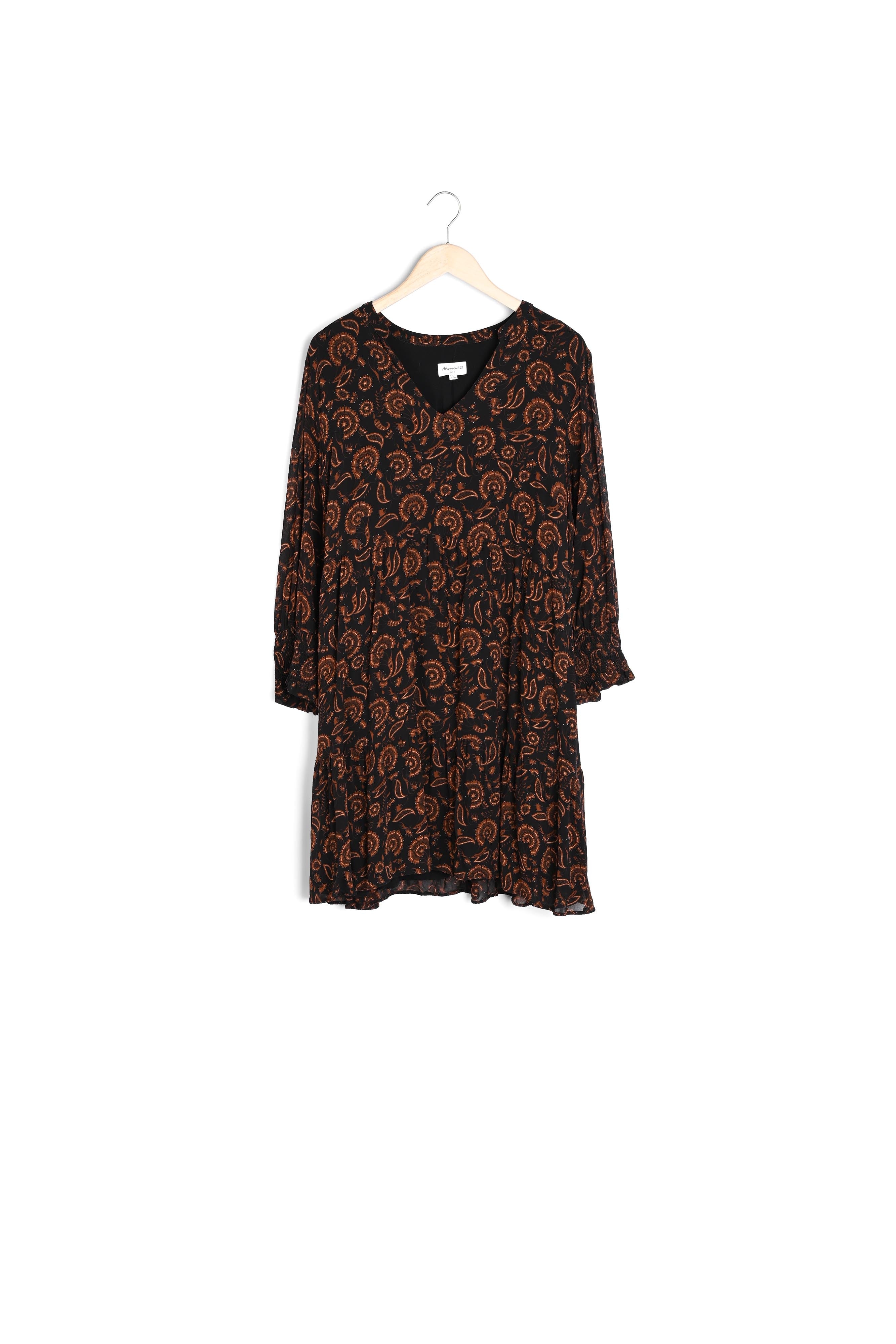 robe courte imprimée noire et brique Nadira Faume - seconde main