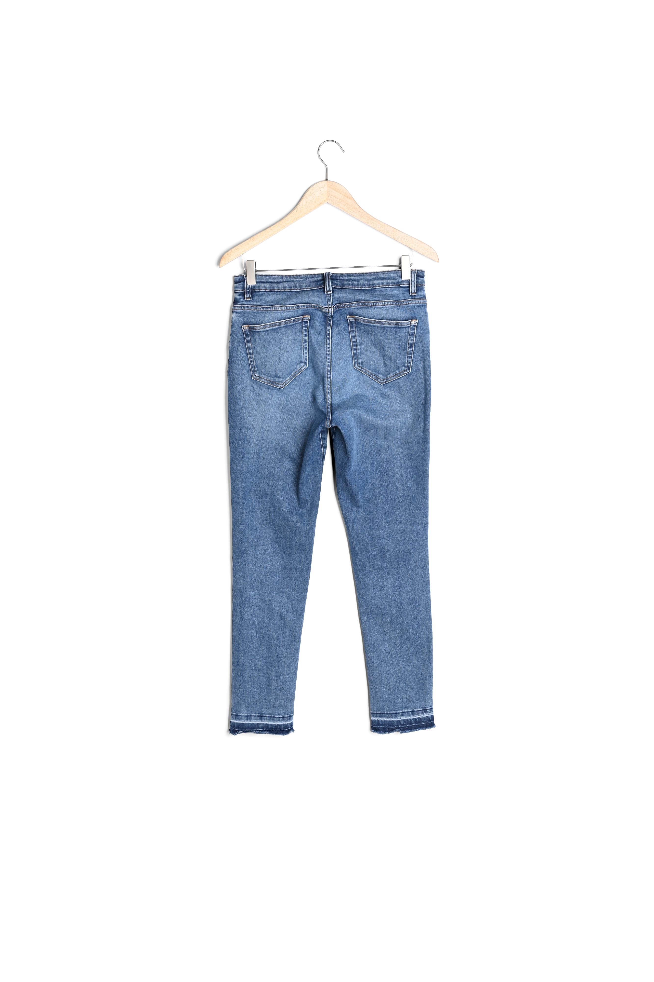 Jean à bords francs en coton stone used Bamby Faume - seconde main