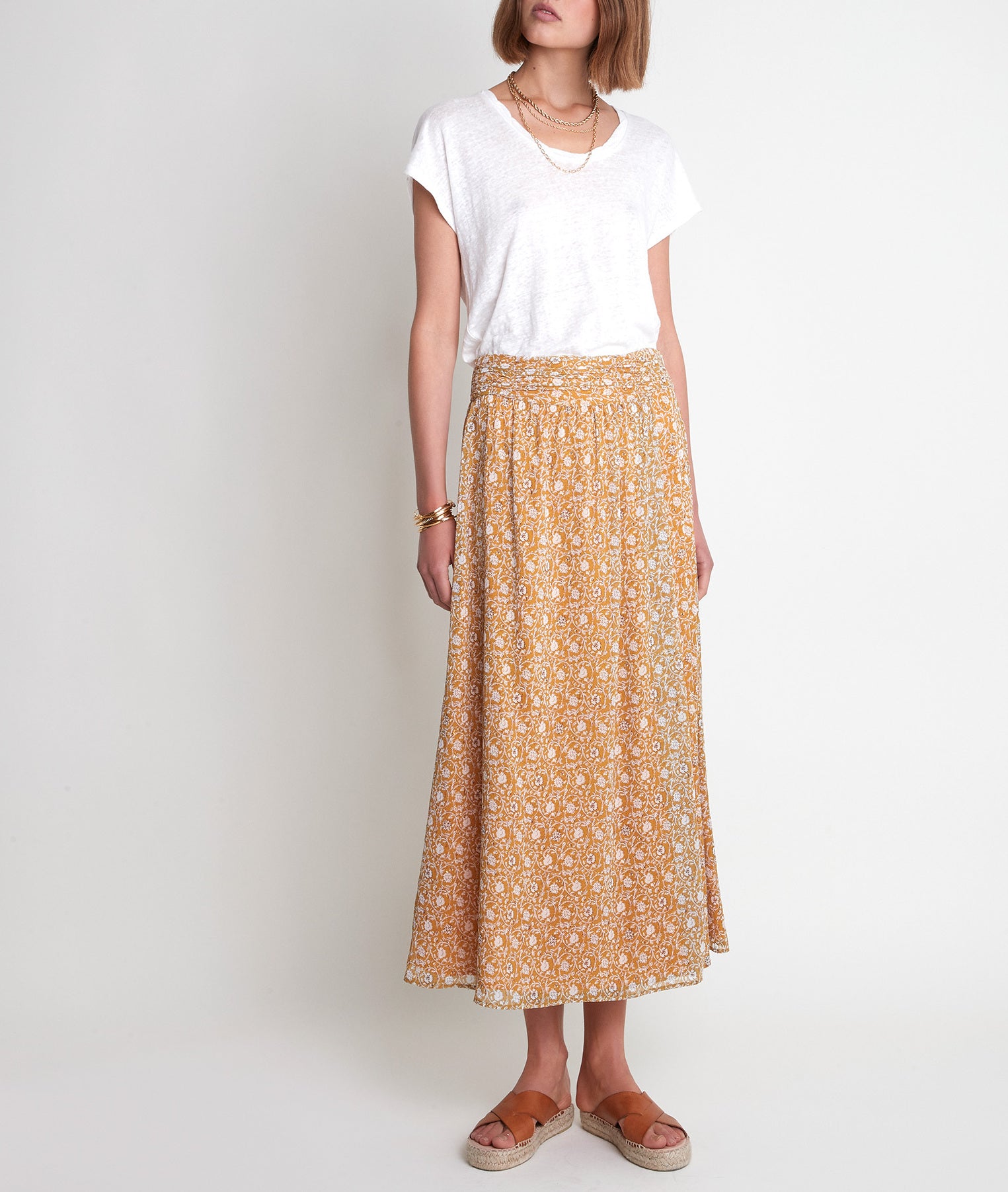 Jupe imprimée bronze Etel Faume - seconde main