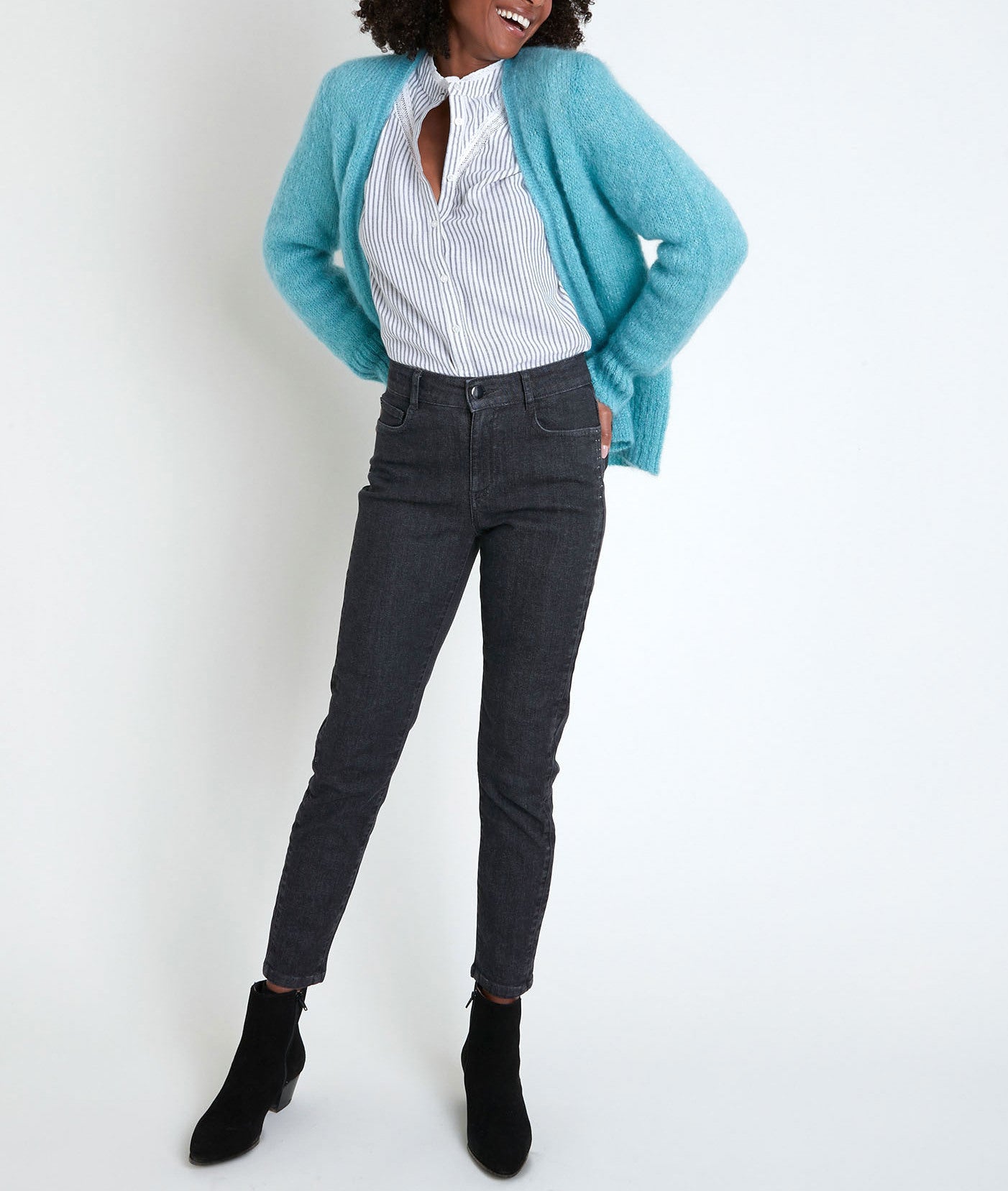 Gilet en mohair mélangé bleu Rozelle Faume - seconde main