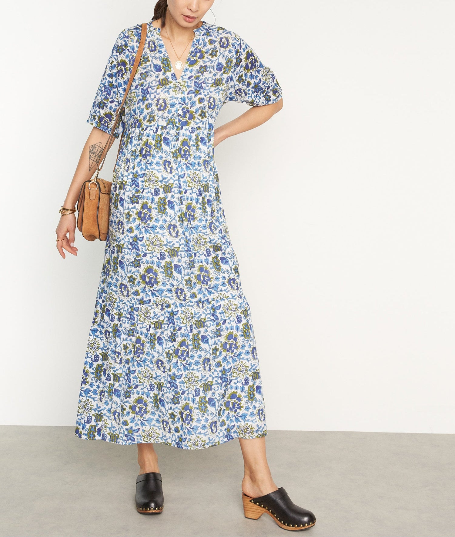 Robe longue imprimée blanc Hedia Faume - seconde main