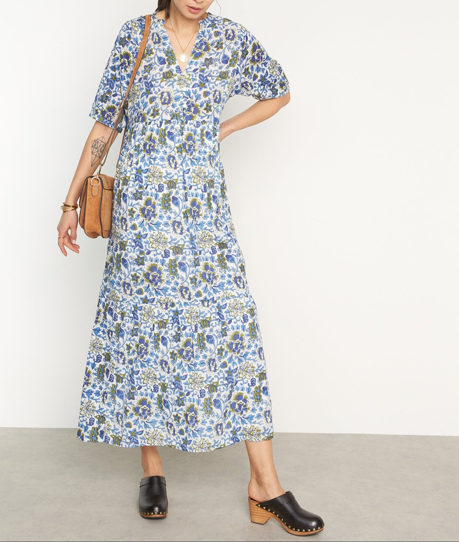 Robe longue imprimée blanc Hedia Faume - seconde main