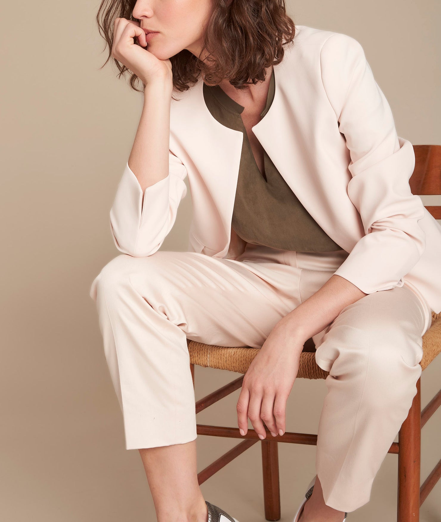 Veste poudre poches à rabat microfibre Charme Faume - seconde main