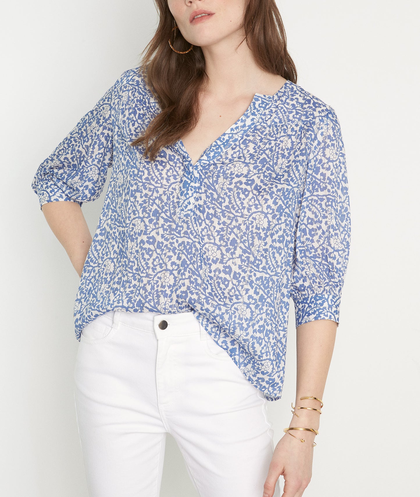 Blouse imprimée bleu ciel Loana Faume - seconde main