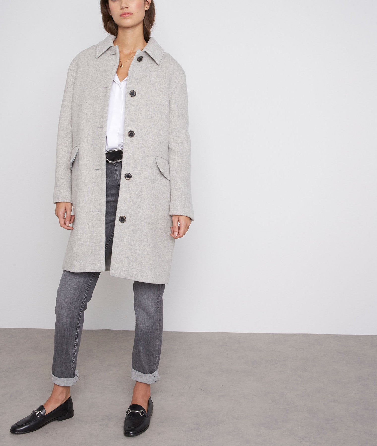 Manteau caban en laine gris clair Layton Faume - seconde main