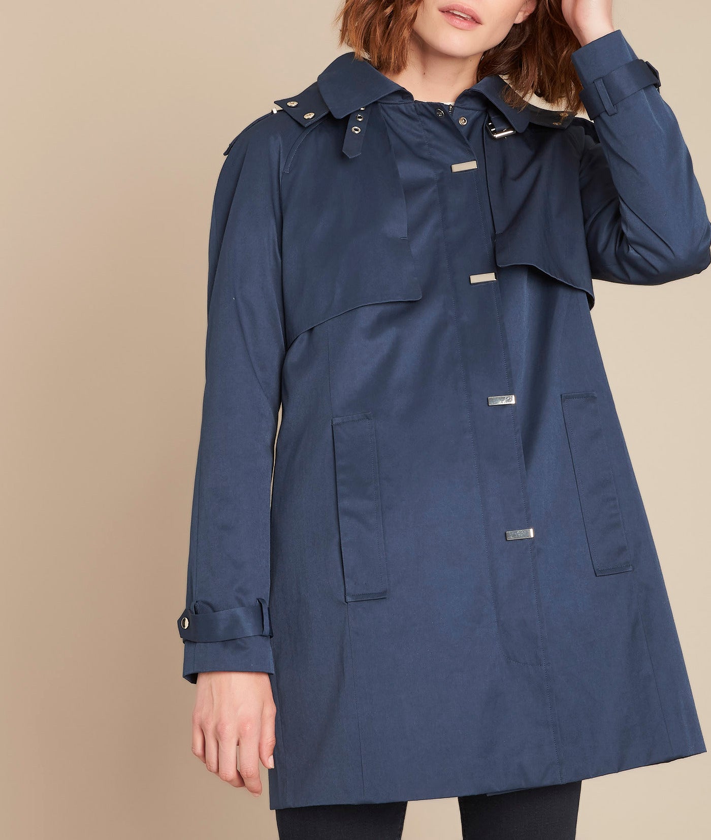 Trench à capuche marine Quesia Faume - seconde main