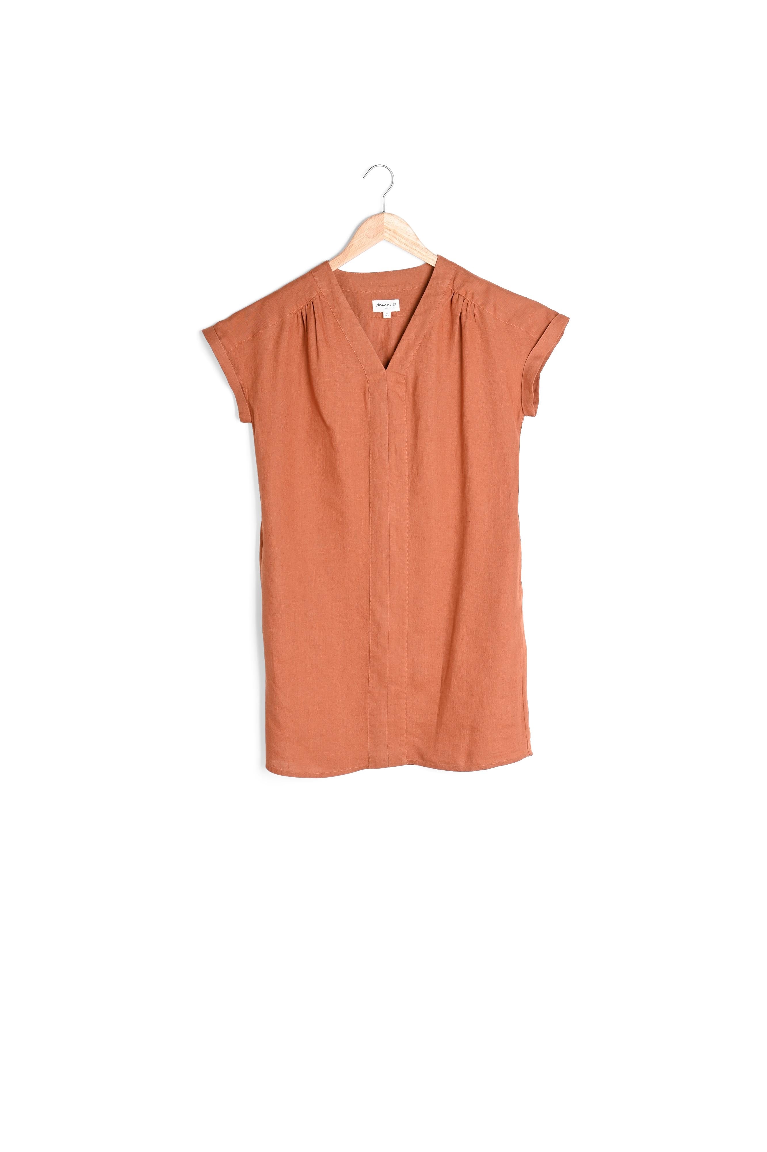 Robe courte en lin responsable bois de rose Nadine Faume - seconde main